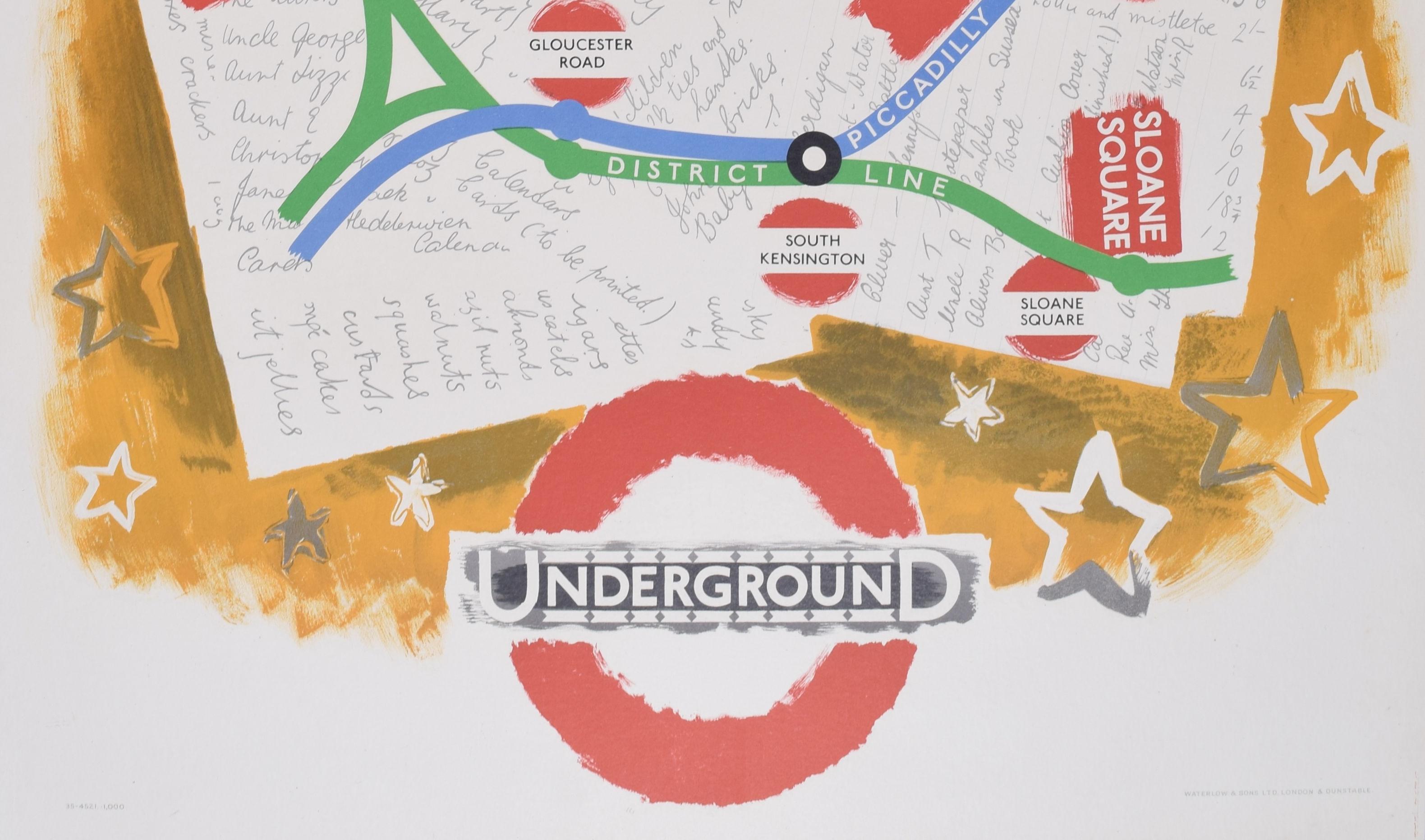 London Underground Map of London Weihnachtsplakat von Clifford und Rosemary Ellis, Londoner U-Bahn im Angebot 1