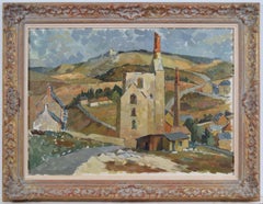 Clifford Charman Landscape with Farmhouses oil painting Modern British Art