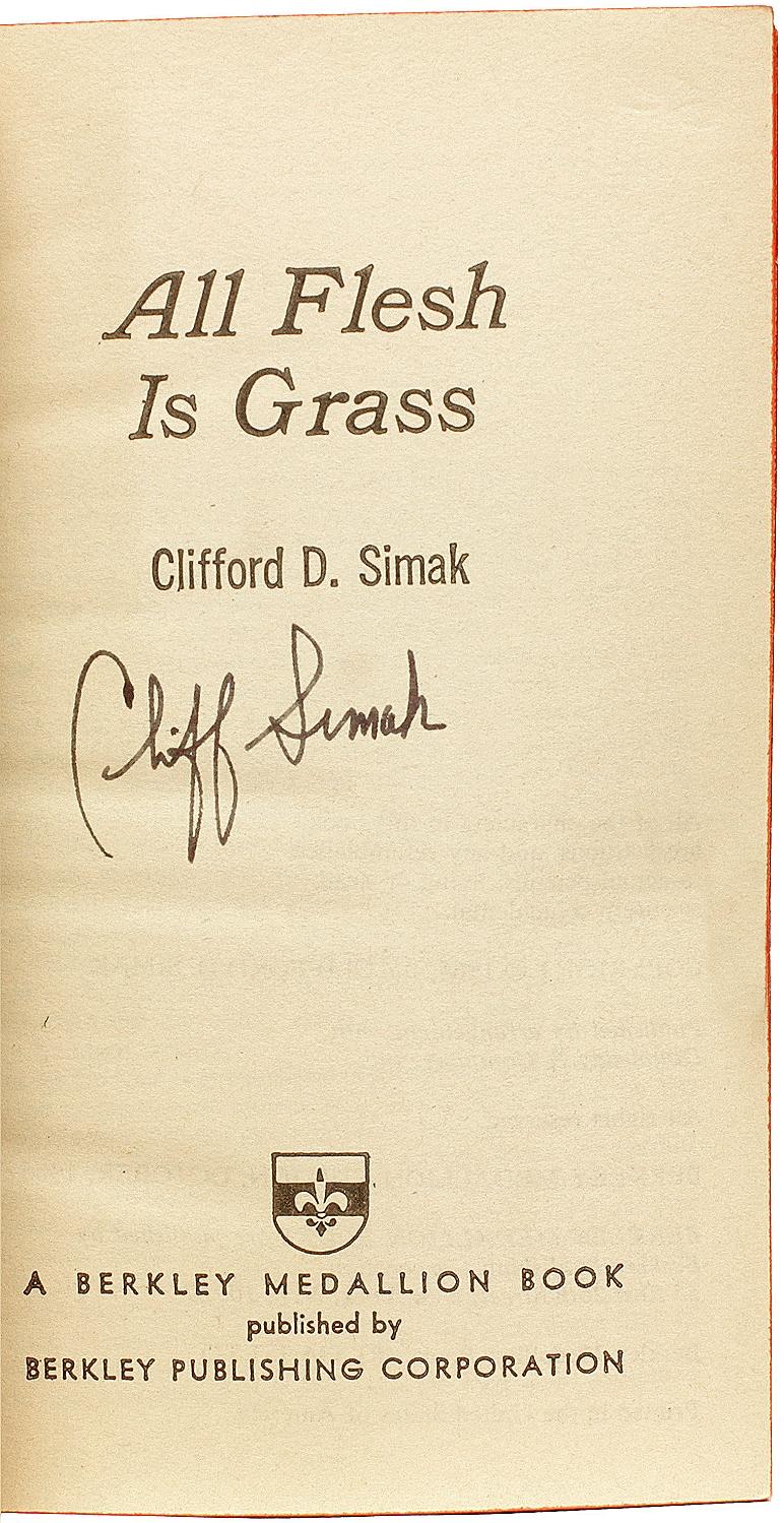 Britannico Clifford D. A. SIMAK. Tutta la carne è erba. 1966 - PRIMA EDIZIONE IN BROSSURA - FIRMATA! in vendita