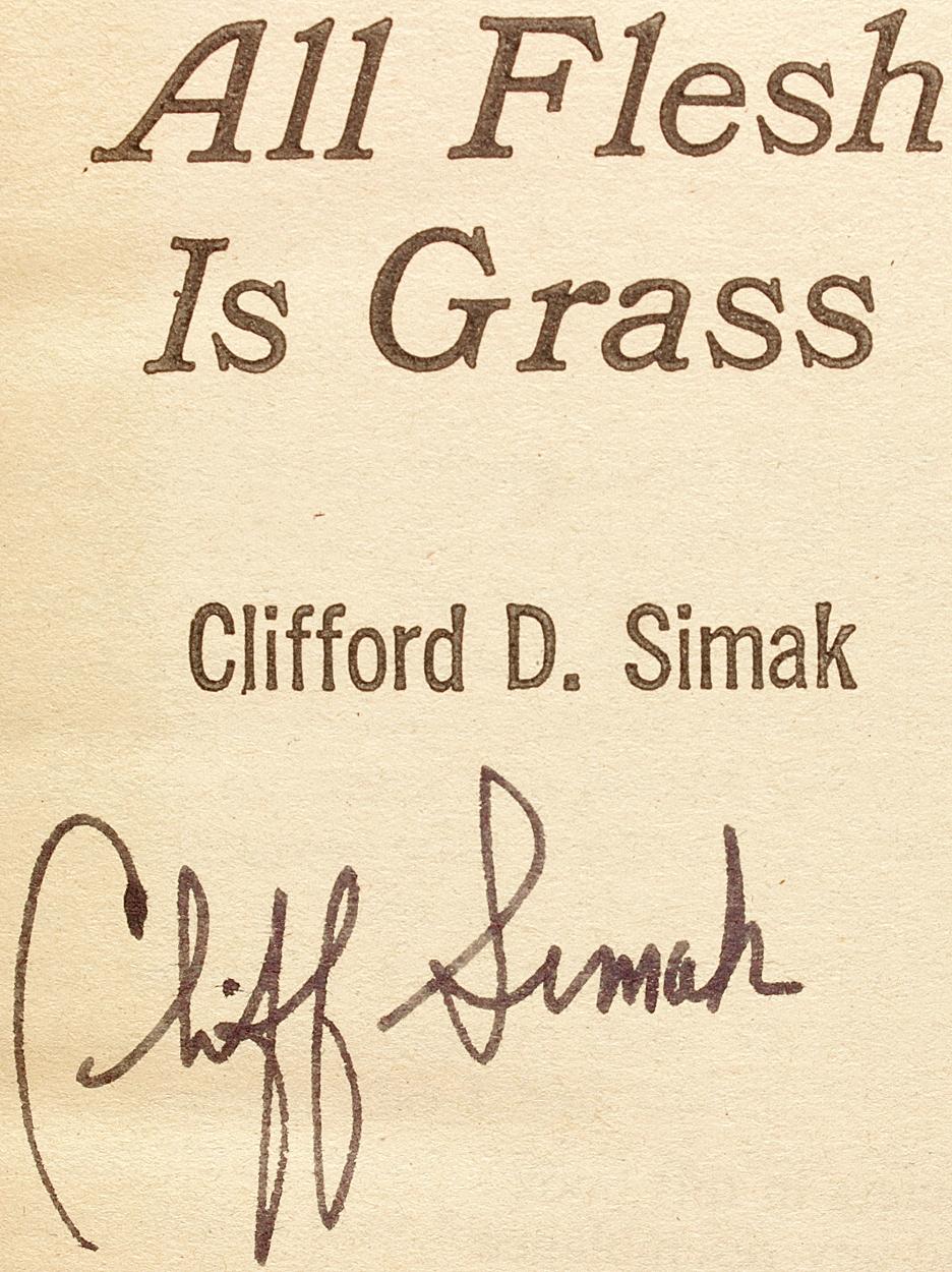 Clifford D. A. SIMAK. Tutta la carne è erba. 1966 - PRIMA EDIZIONE IN BROSSURA - FIRMATA! In condizioni buone in vendita a Hillsborough, NJ