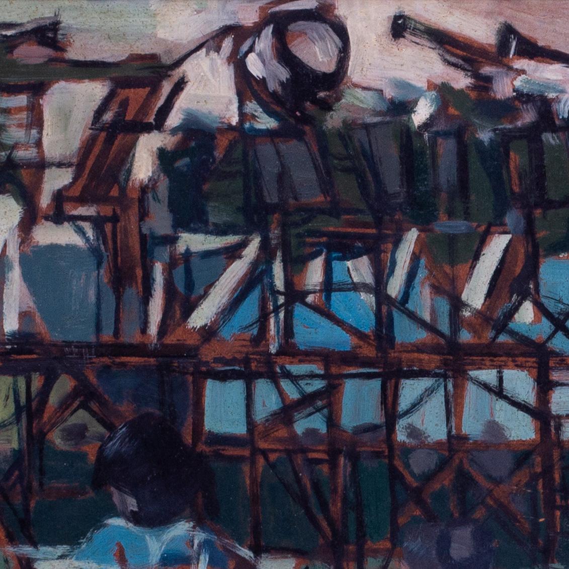 Tableau britannique d'un kiosque à musique, peint en 1954 par Clifford Fishwick en vente 3