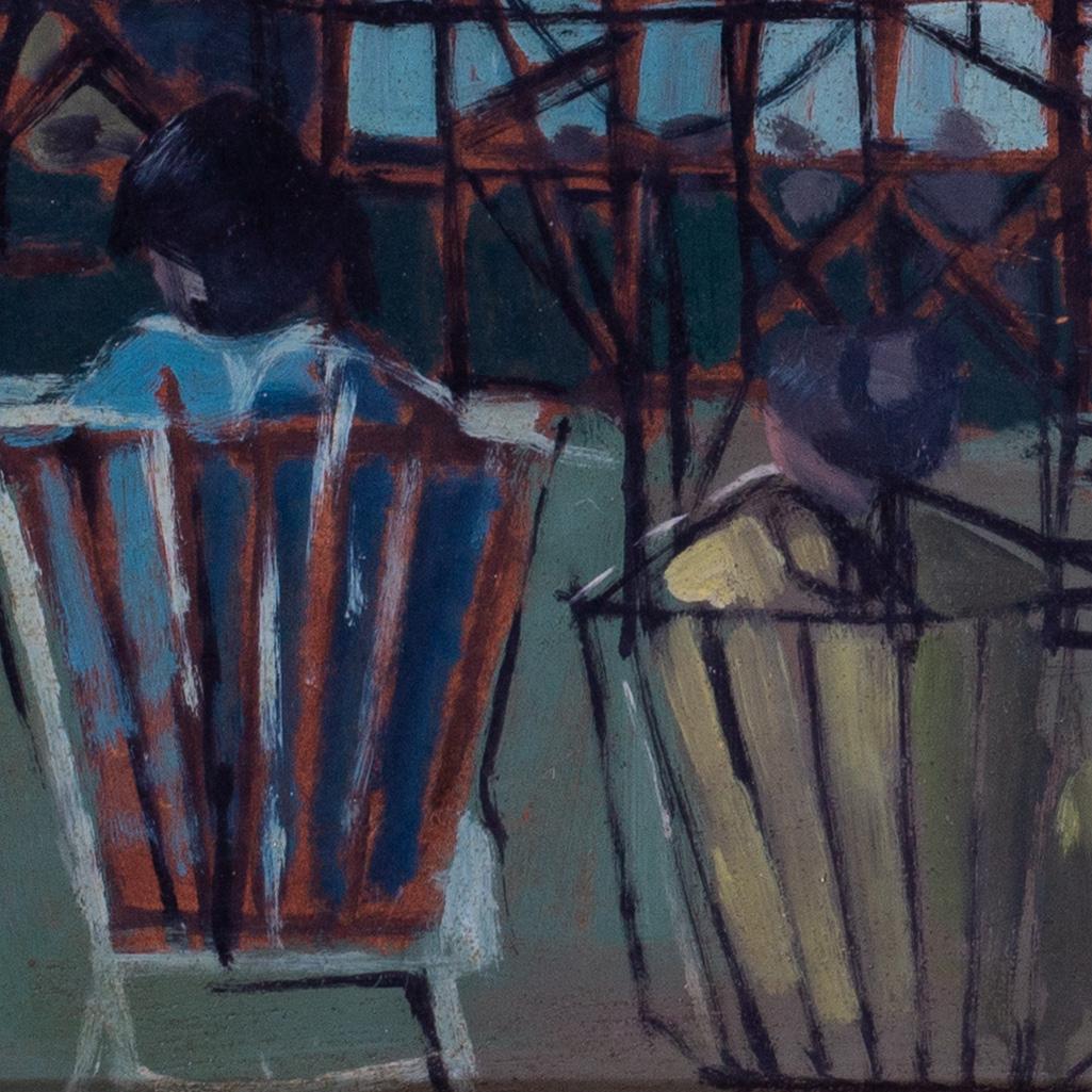 Tableau britannique d'un kiosque à musique, peint en 1954 par Clifford Fishwick en vente 4