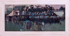 Tableau britannique d'un kiosque à musique, peint en 1954 par Clifford Fishwick