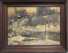 Winter-Ölgemälde, Schneegefäß, Ölgemälde von Clifford Grear Alexander Massachusetts, Massachusetts