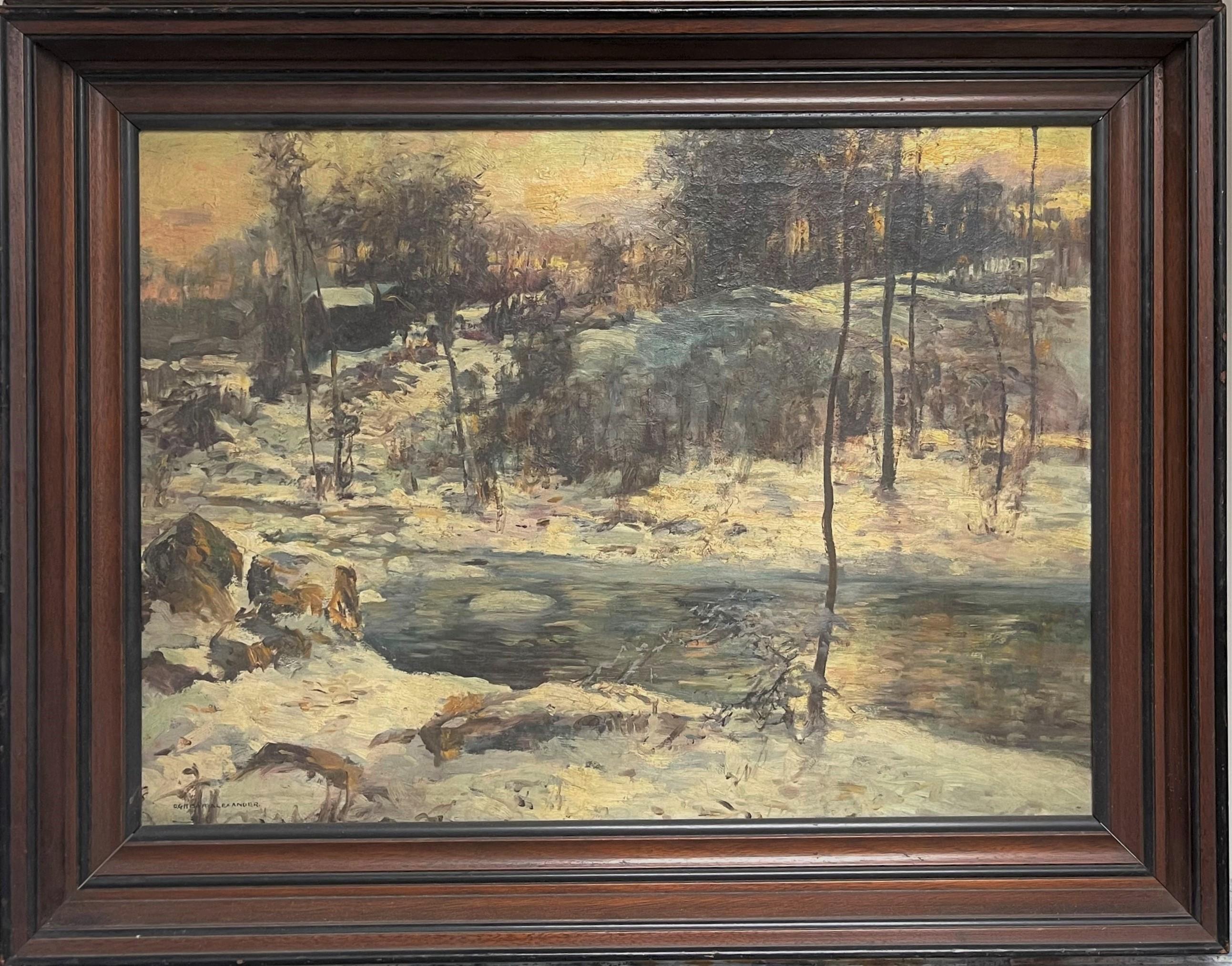 Winter Oil Painting Snow Bound by Clifford Grear Alexander Massachusetts