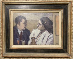 A Cafe in Madrid, Oil on Board Painting, Signed and Dated 1950, English Artist
