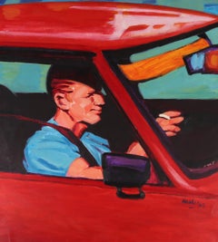Clifford Hanley (1948-2021) - Huile, « A Happy Driver »