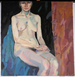 Clifford Hanley (1948-2021) - 20th Century Oil, Nude With Spiky Curtain