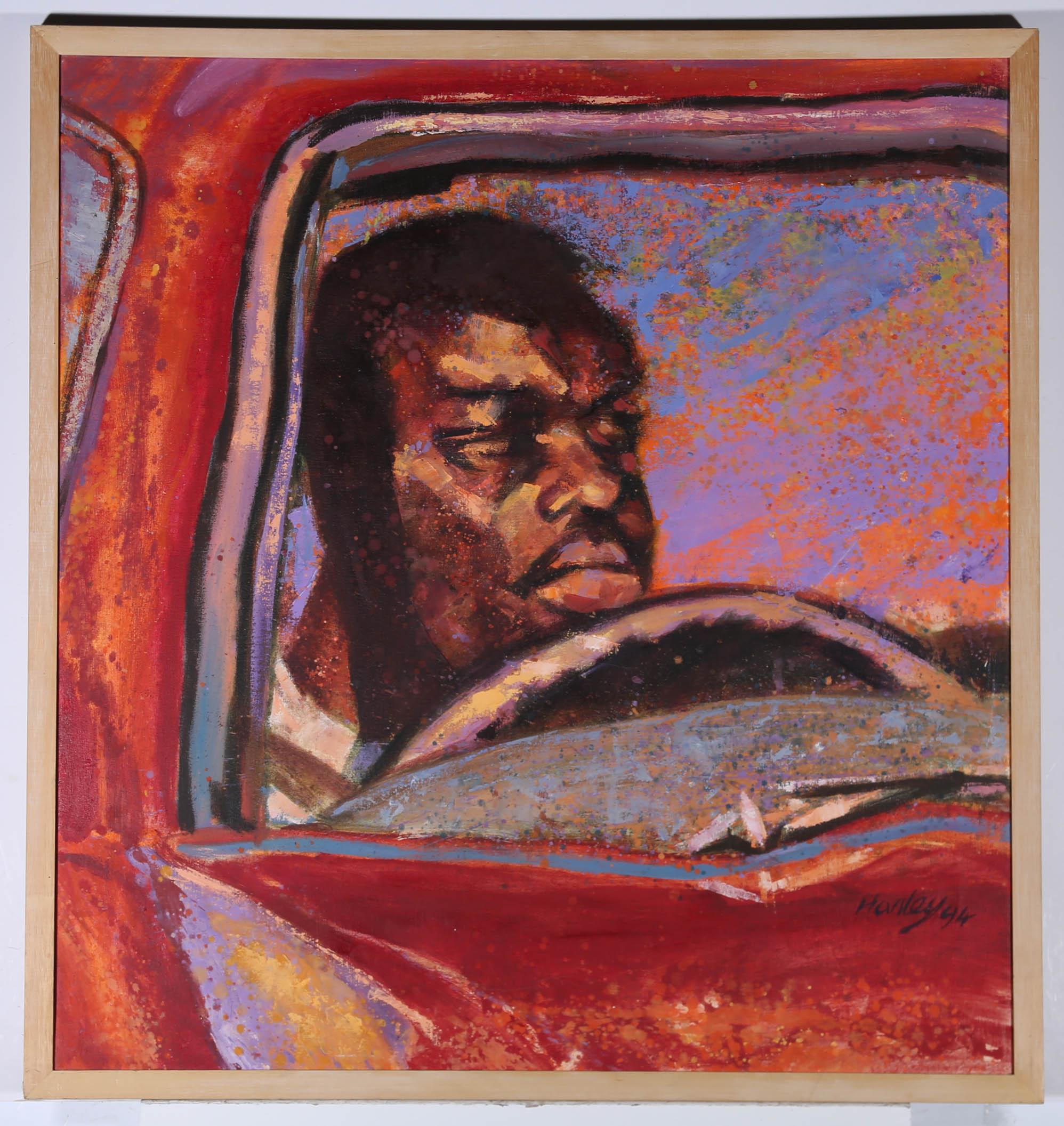 Clifford Hanley (1948-2021) - Framed 1994 Oil, Purple Heat For Sale 1