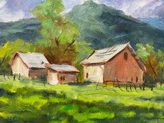 Clifford Holmes « Country Farm » - Peinture à l'huile originale de Clifford Holmes vers 1950
