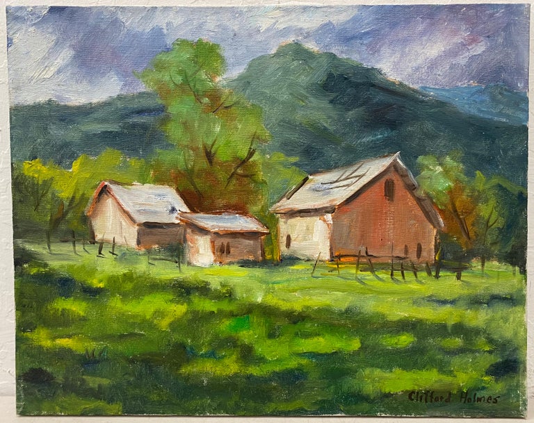 Clifford Holmes 1876-1963

Country Farm 

Original oil on canvas

Dimensions 20" wide x 16" high

Signed in the lower left corner

Very good vintage condition 

Unframed

Clifford Holmes, noted California artist, is a descendent of early California