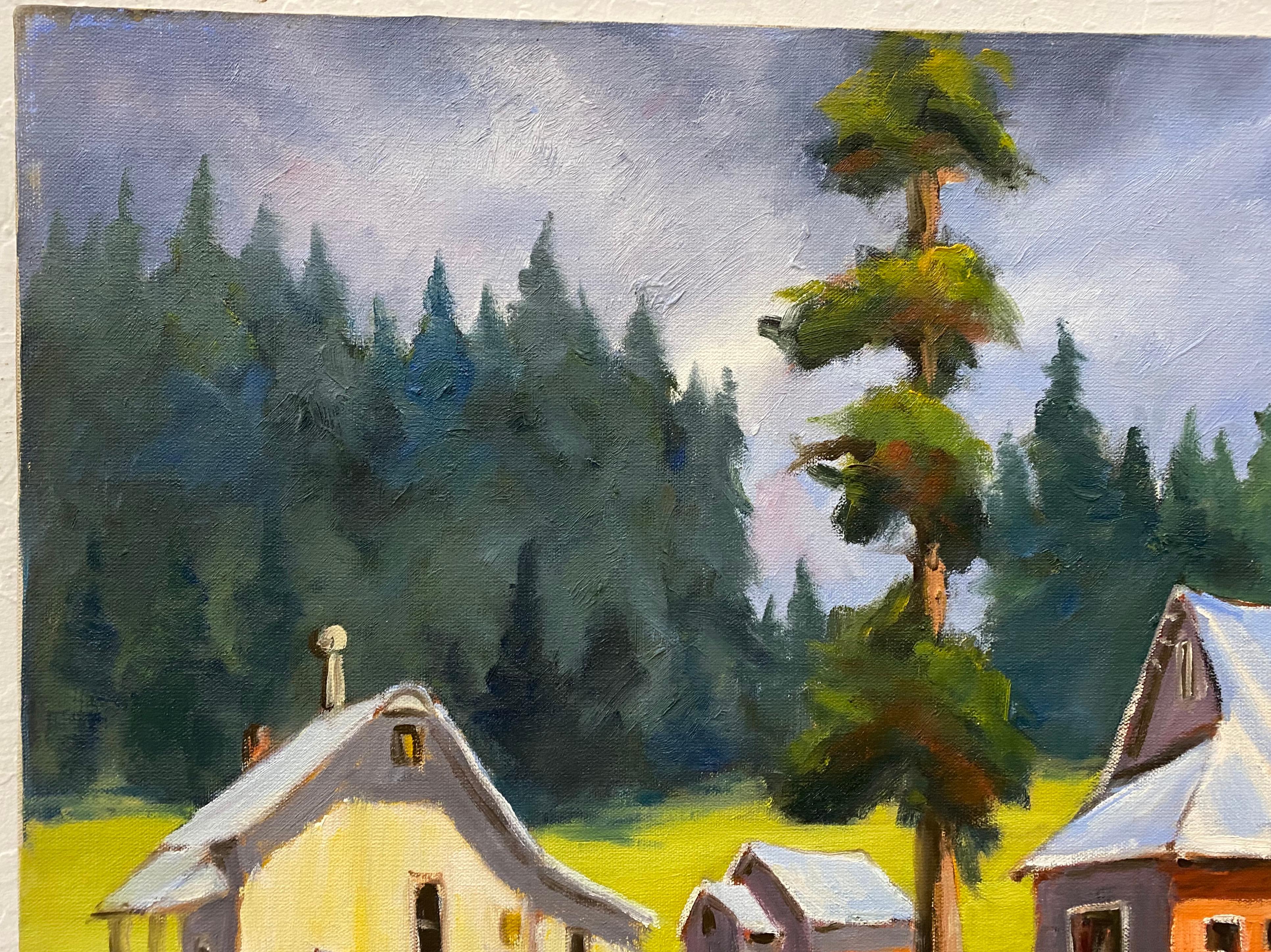 Clifford Holmes Country Homestead with Tall Pines and Wildflowers c.1950 For Sale 1