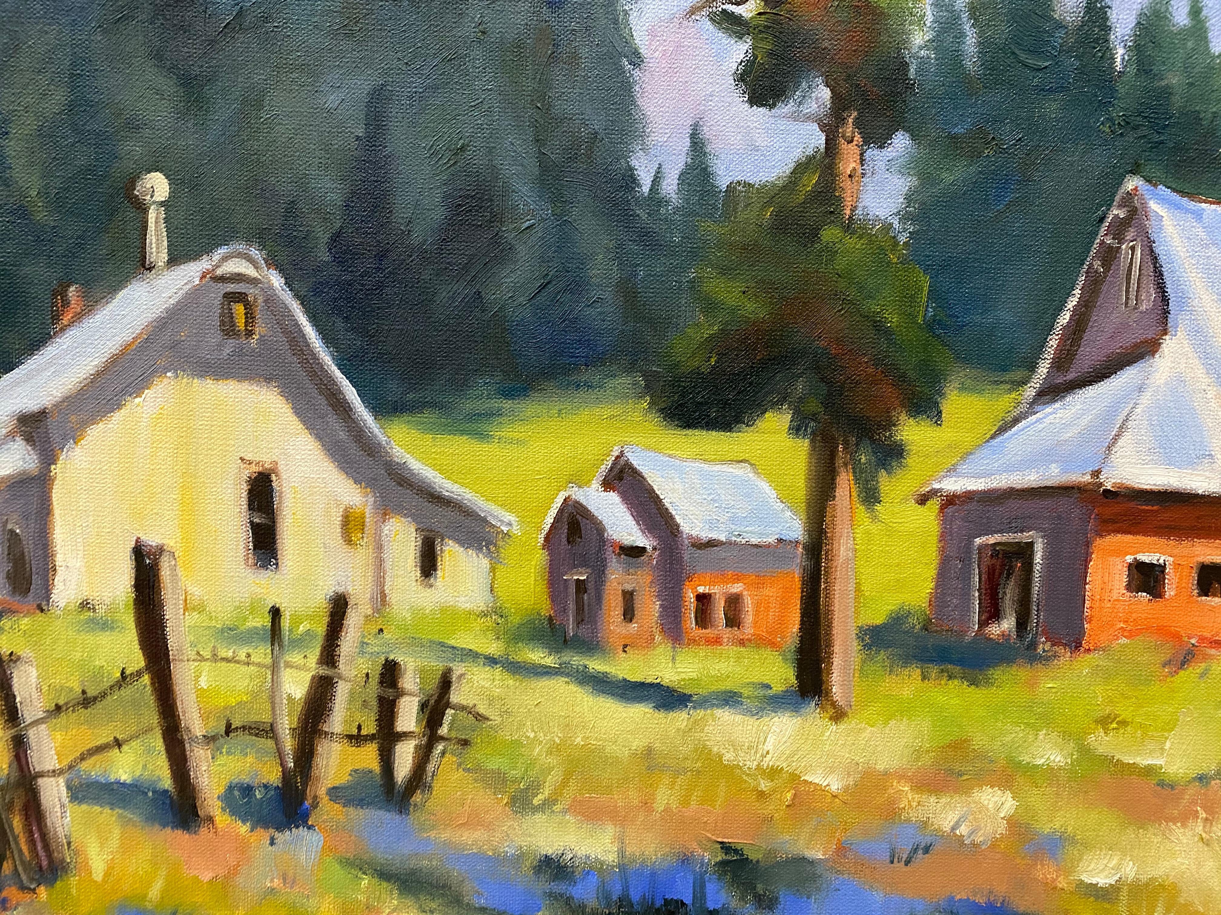Clifford Holmes Country Homestead with Tall Pines and Wildflowers c.1950 For Sale 2