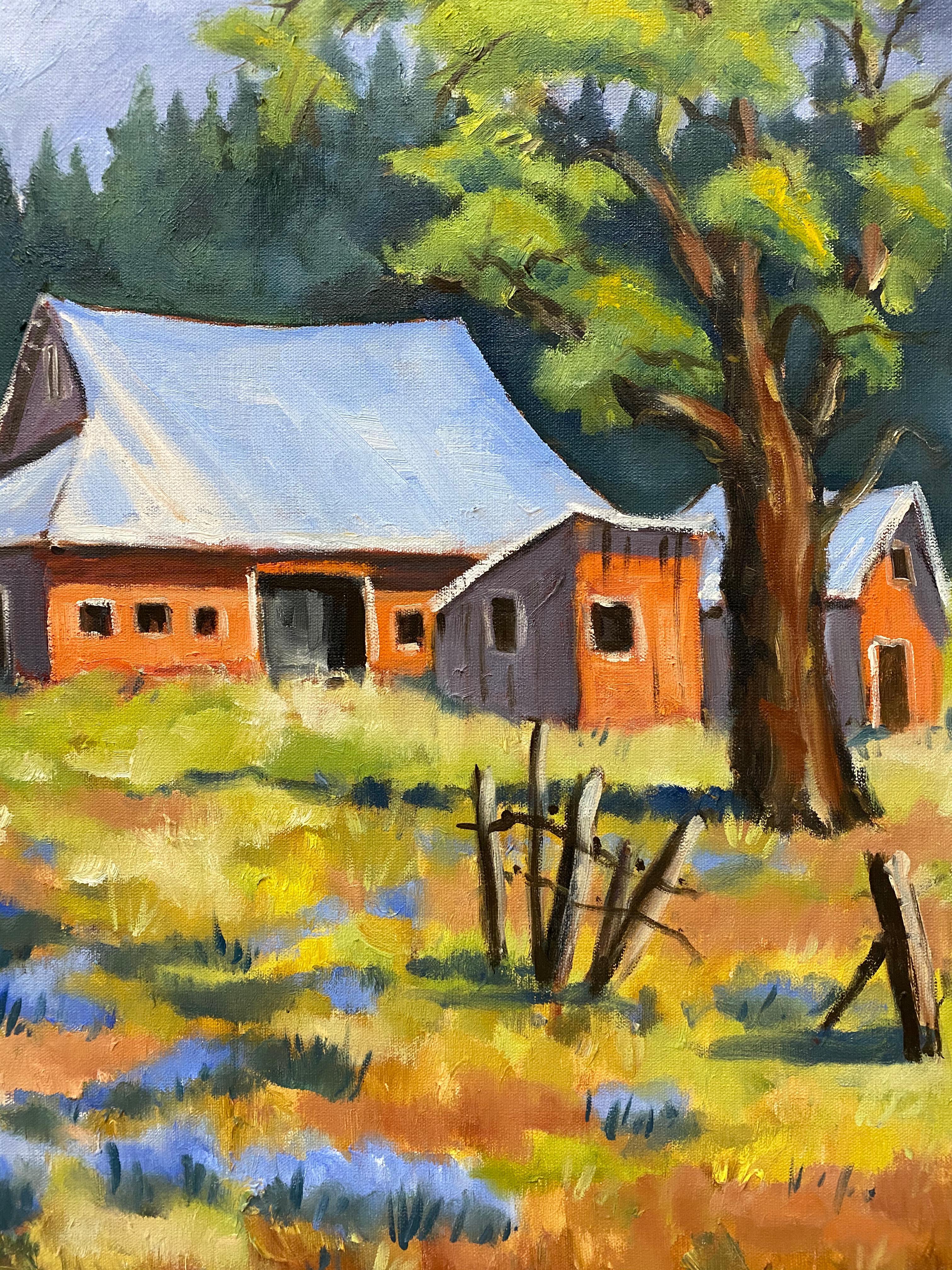 Clifford Holmes Country Homestead with Tall Pines and Wildflowers c.1950 For Sale 4