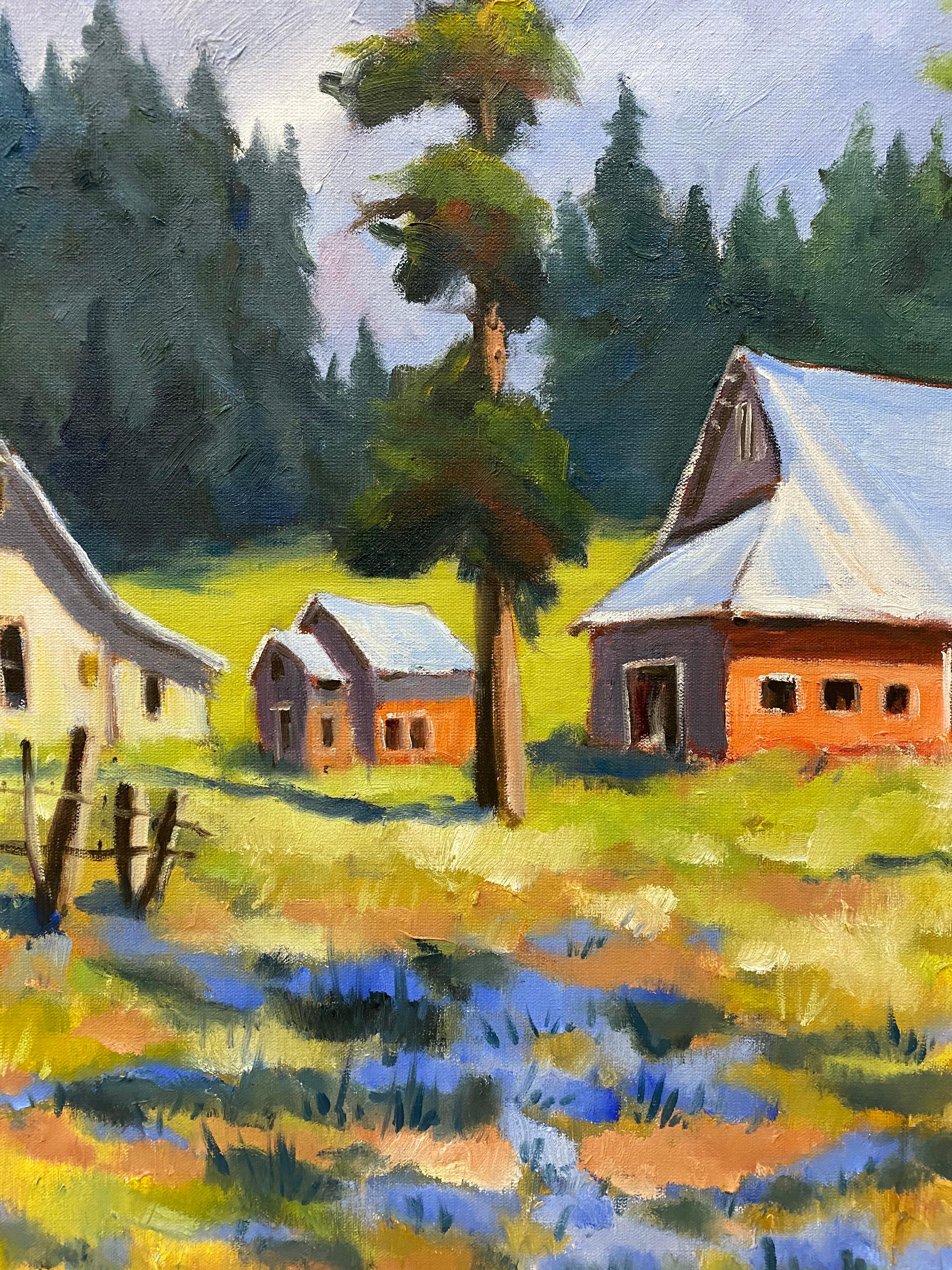 Clifford Holmes Country Homestead with Tall Pines and Wildflowers c.1950 For Sale 5