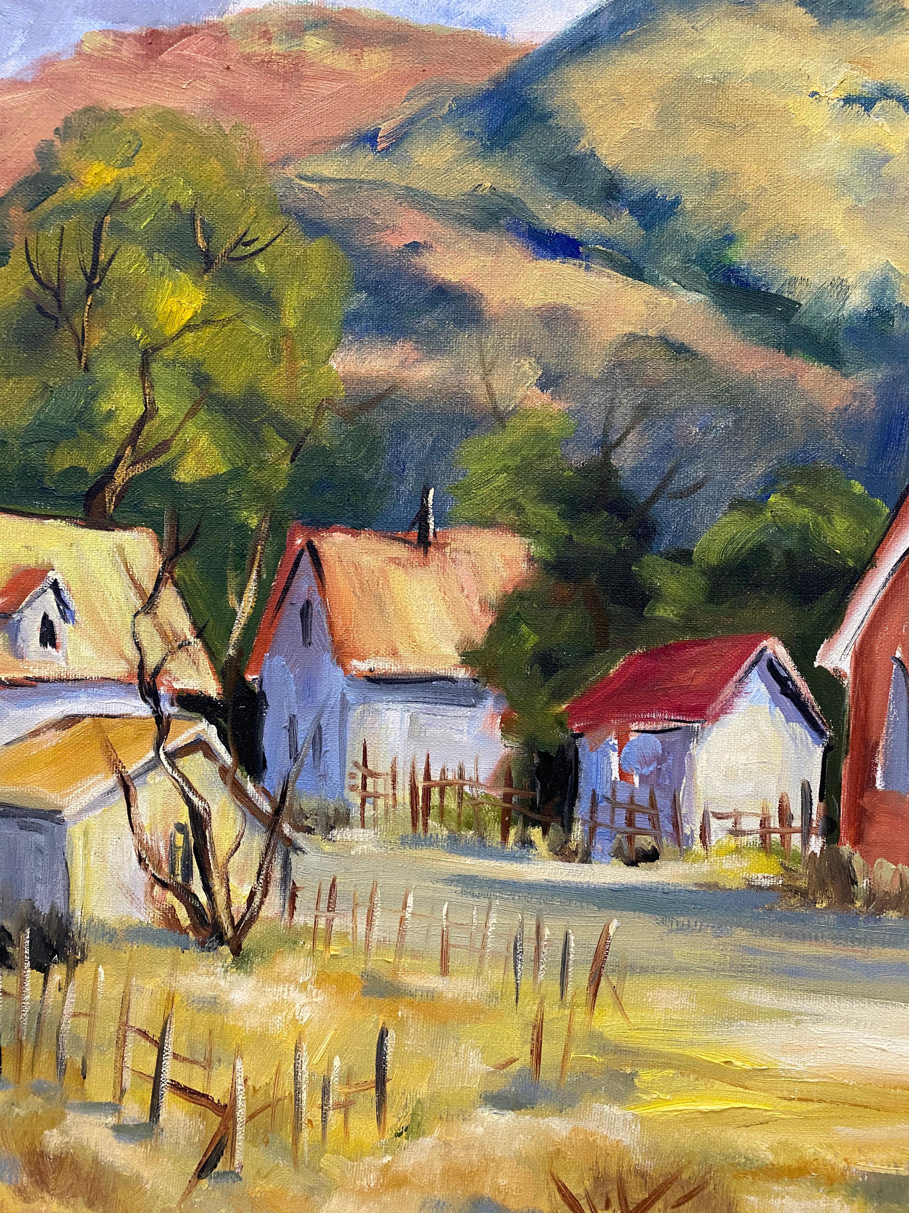 Clifford Holmes, Californie du Nord, Foothills Country Church, peinture à l'huile, vers 1950 en vente 7