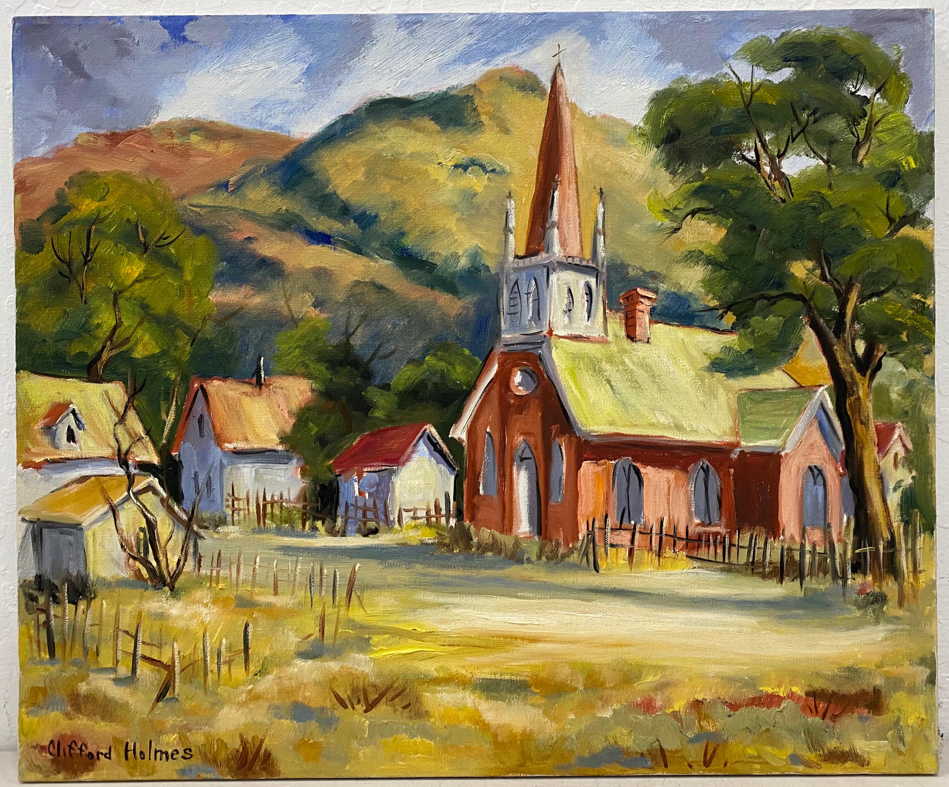 Clifford Holmes 1876-1963

Northern California Country Church's 

Huile originale sur toile

Dimensions 24" de large x 20" de haut

Signé dans le coin inférieur gauche

Très bon état vintage. 

Non encadré

Clifford Holmes, artiste californien de