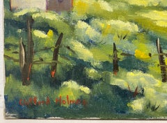 Clifford Holmes Rolling Hills Country Landscape W/ Barn and Oak Tree C.1950