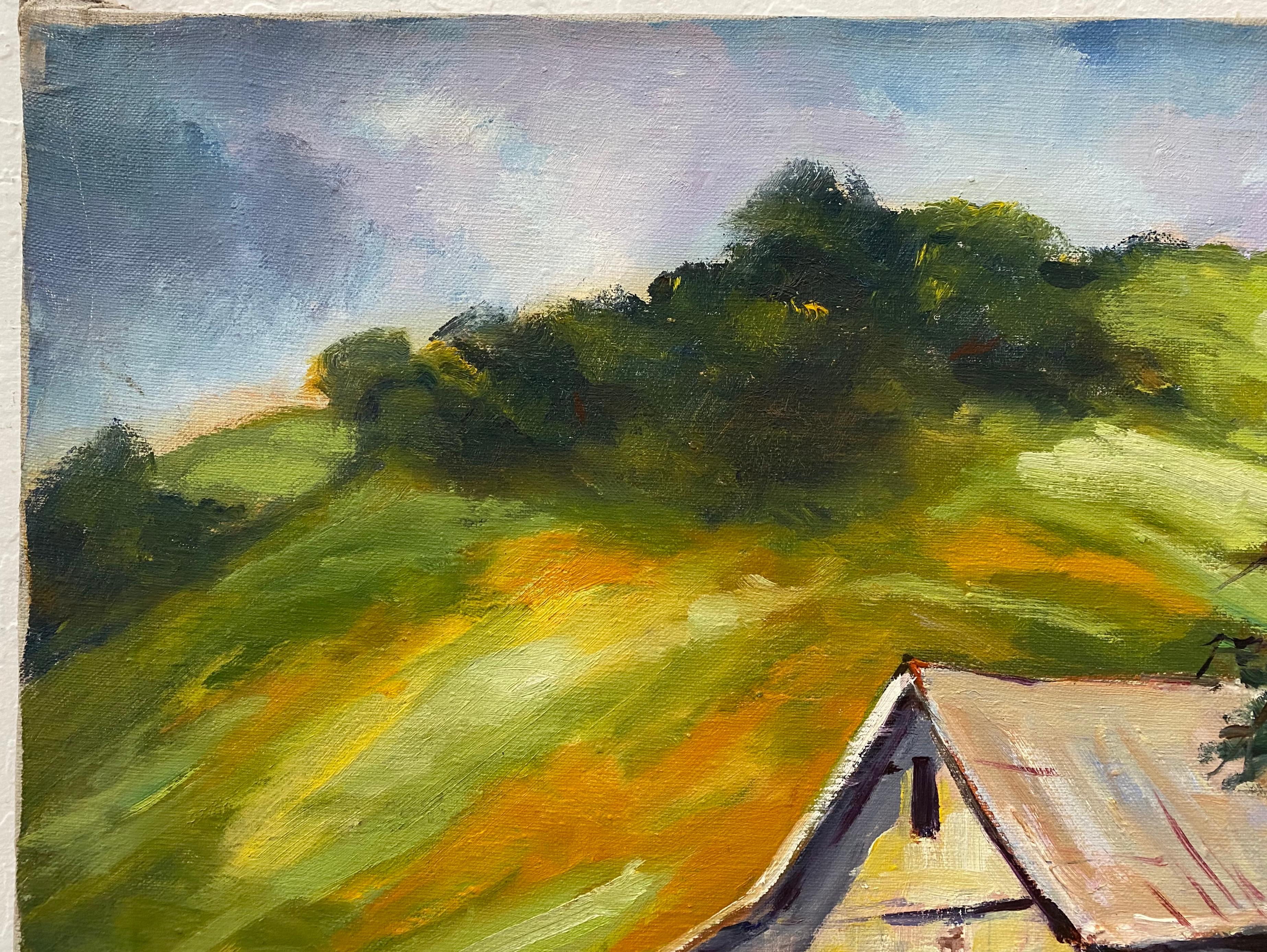 Clifford Holmes Rolling Hills Country Landscape W/ Barn and Oak Tree C.1950 For Sale 1