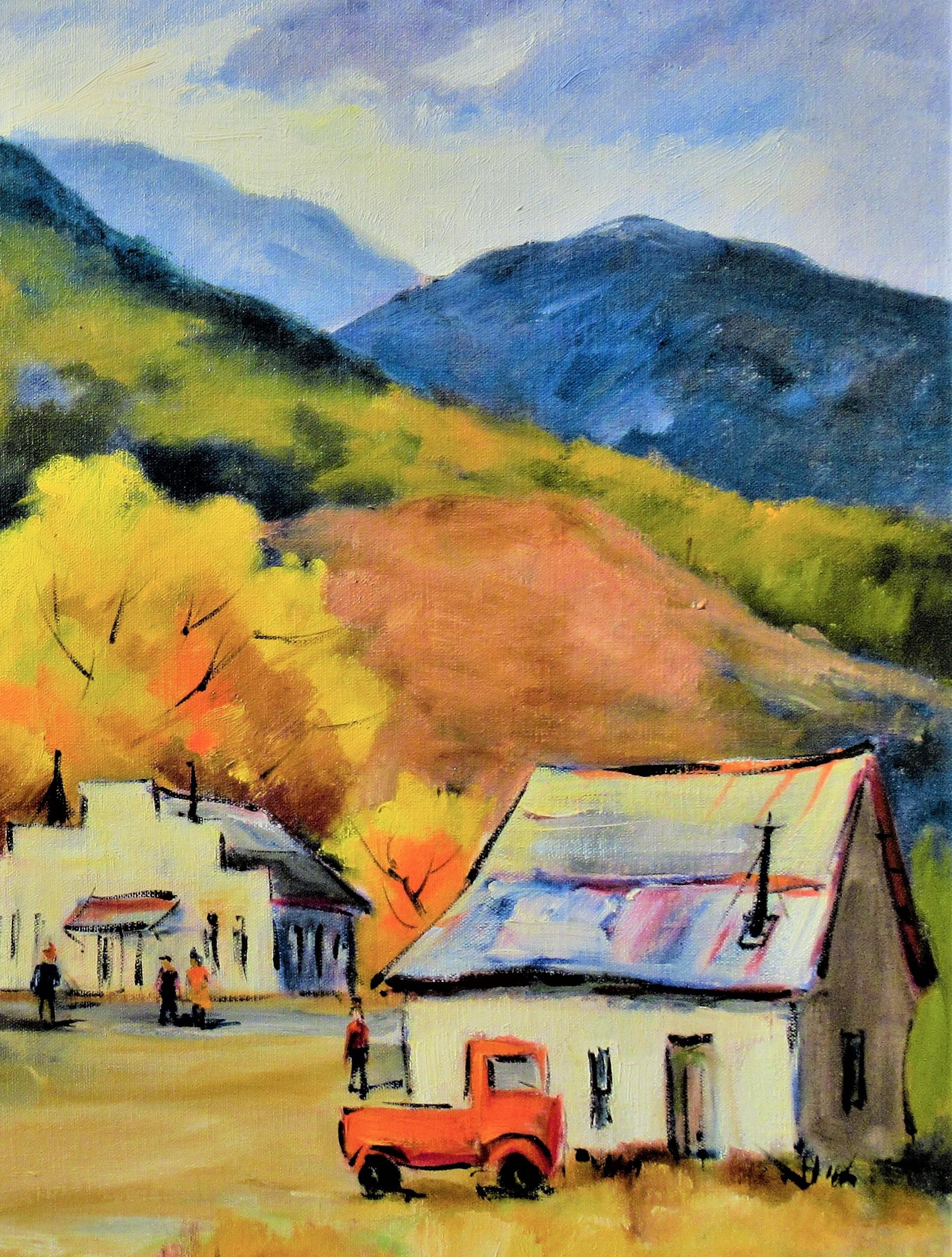 Fuerte Jones, Condado de Siskiyou, Monte Shasta limpio - Figurative Painting Marrón de Clifford Holmes