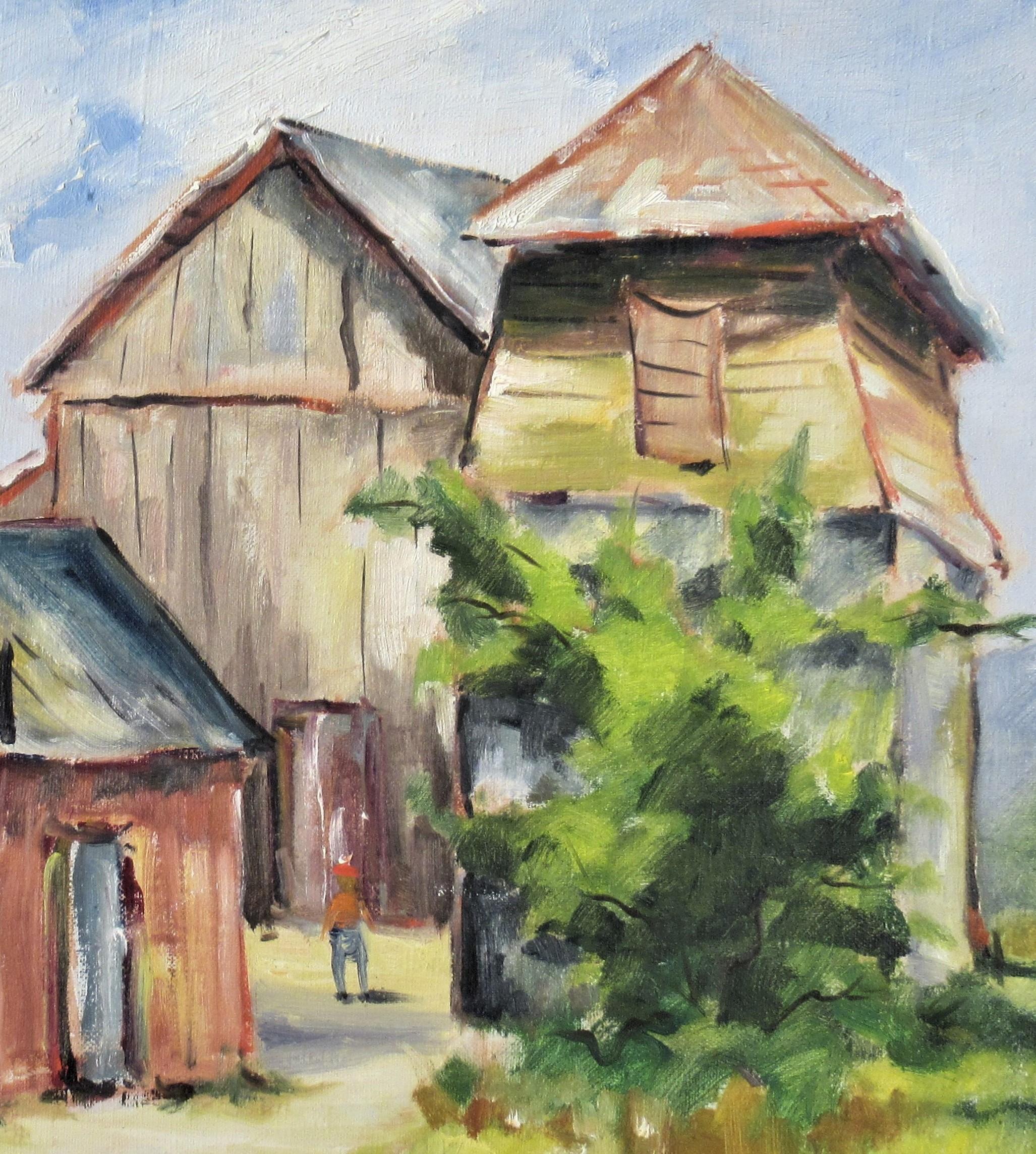 Vieille grange, près d'Auburn - Impressionnisme américain Painting par Clifford Holmes
