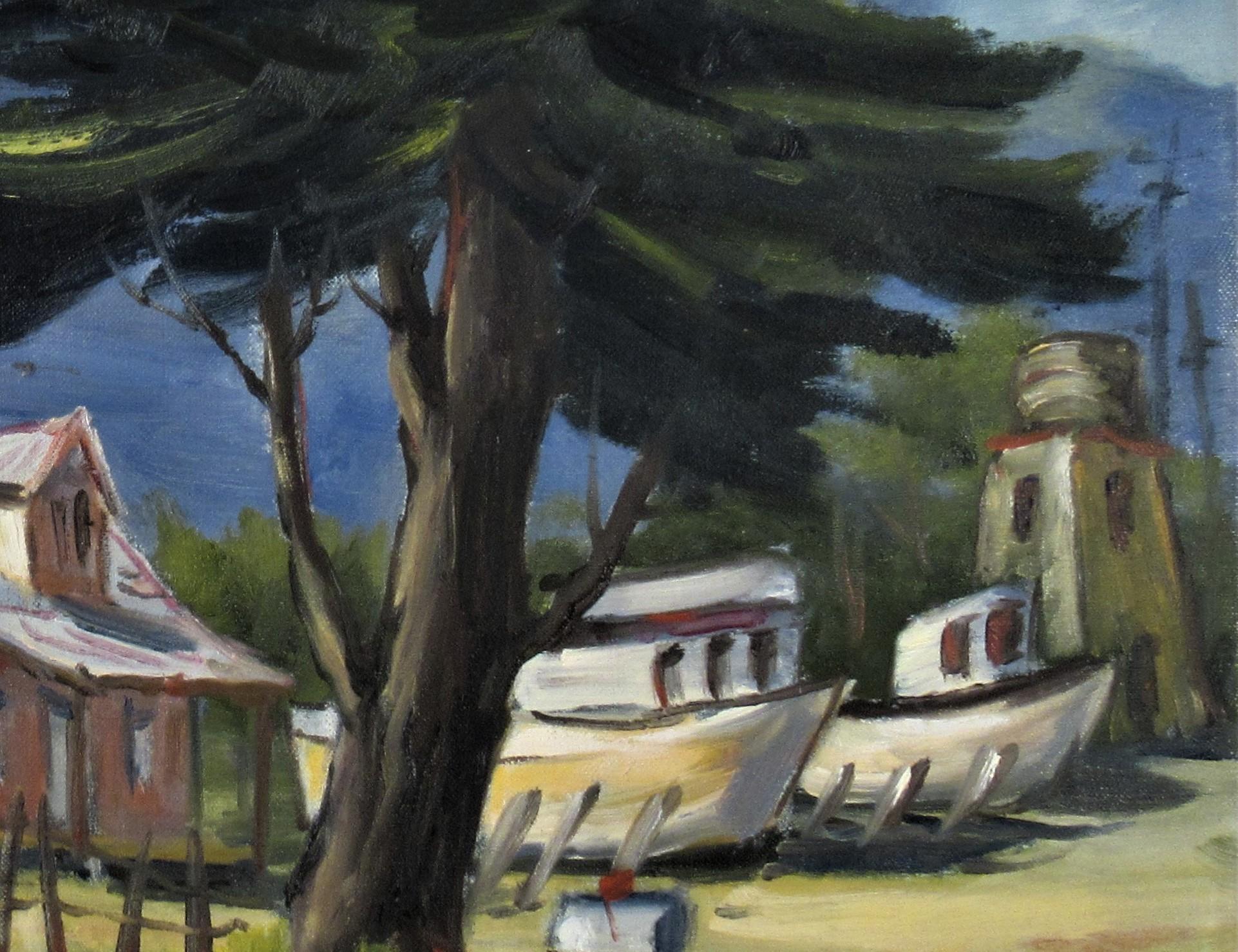 Princeton, Californie - Noir Landscape Painting par Clifford Holmes