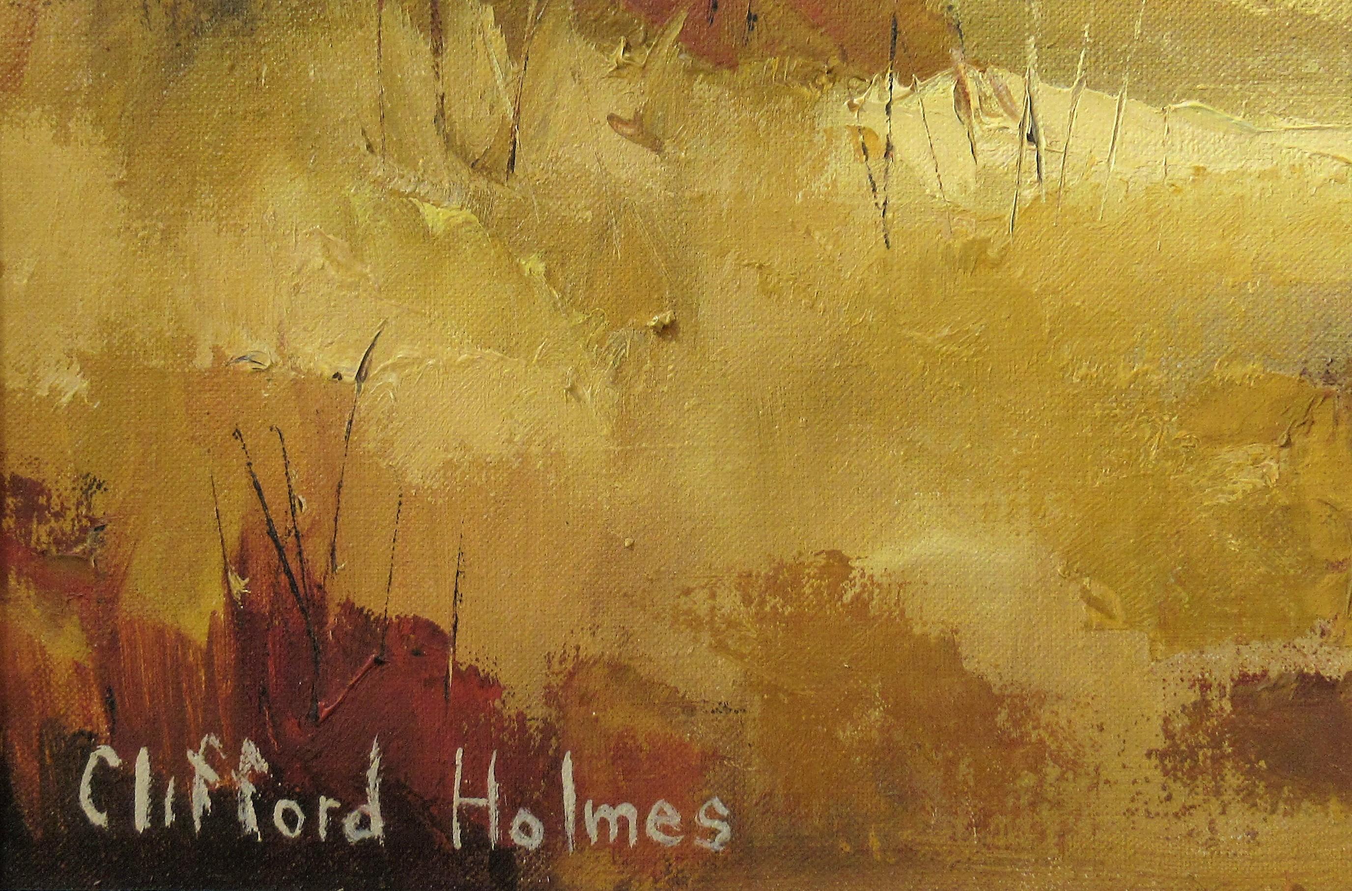 Chiesa di St Raymonds - Landscape Painting Marrone di Clifford Holmes