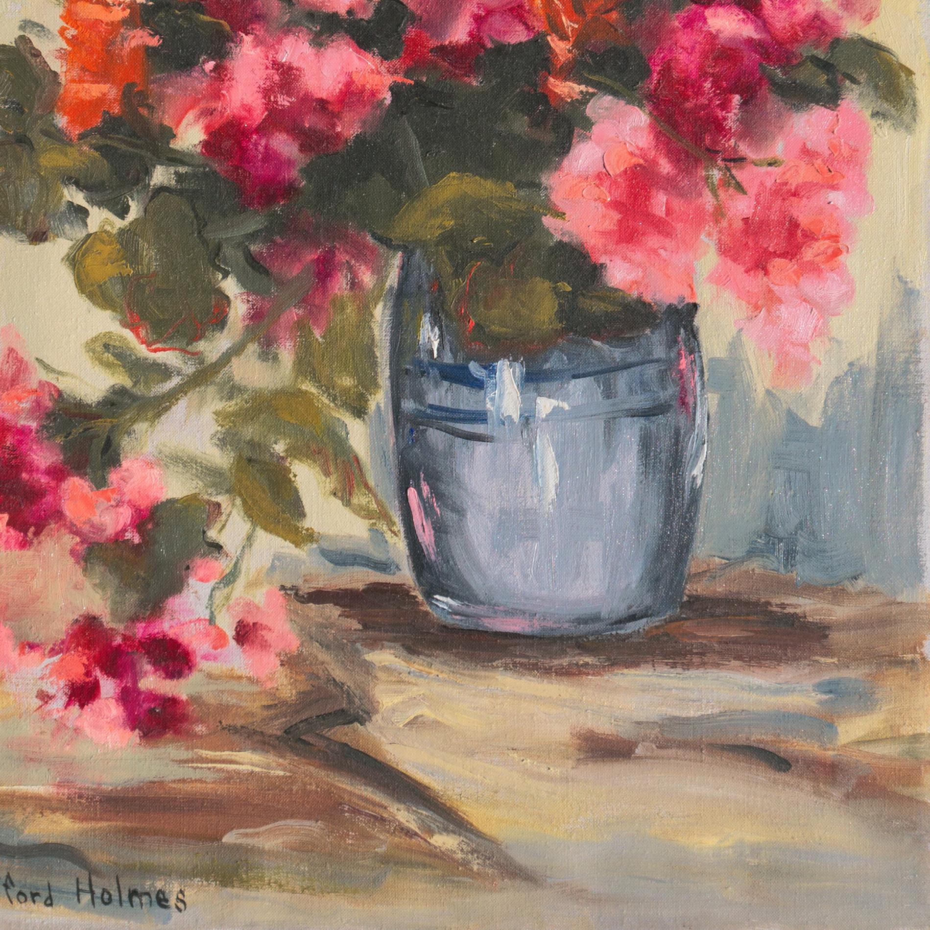 'Summer Bouquet', Society of Western Artists, De Young Museum, Oakland Museum - Brown Still-Life Painting by Clifford Holmes