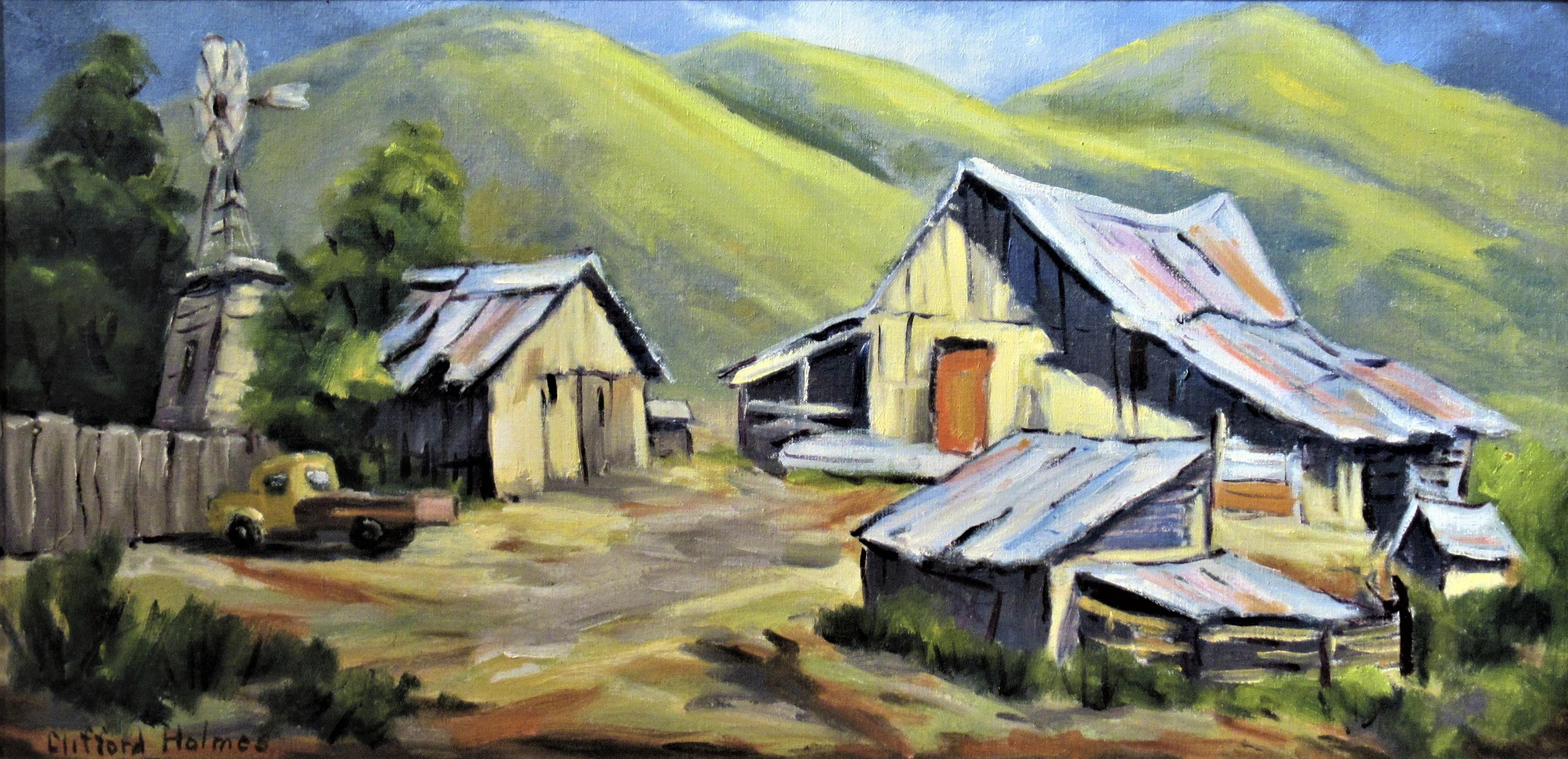 The Old Farm, California - Painting by Clifford Holmes
