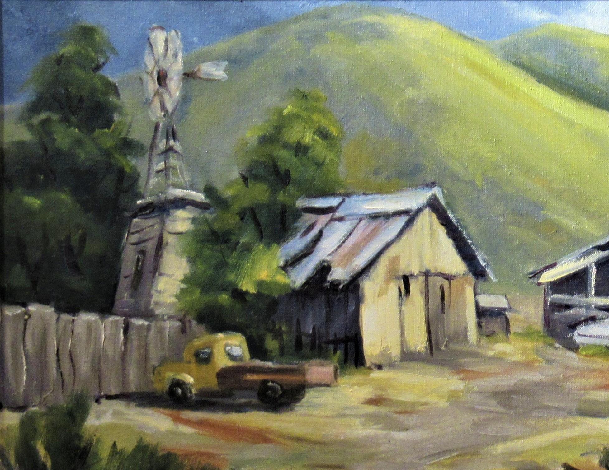 The Old Farm (la vieille ferme), Californie - Impressionnisme américain Painting par Clifford Holmes