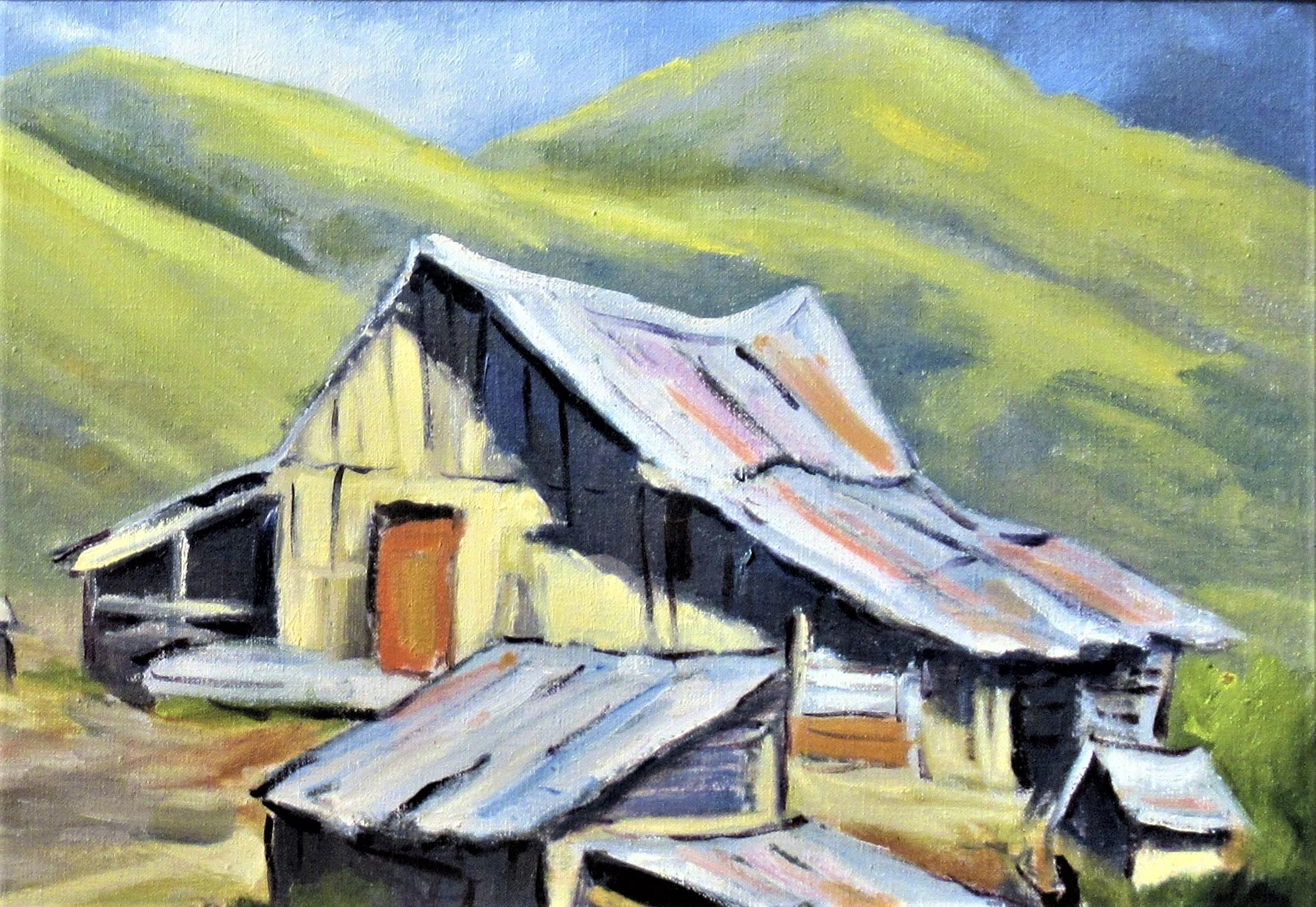 The Old Farm, California - American Impressionist Painting by Clifford Holmes