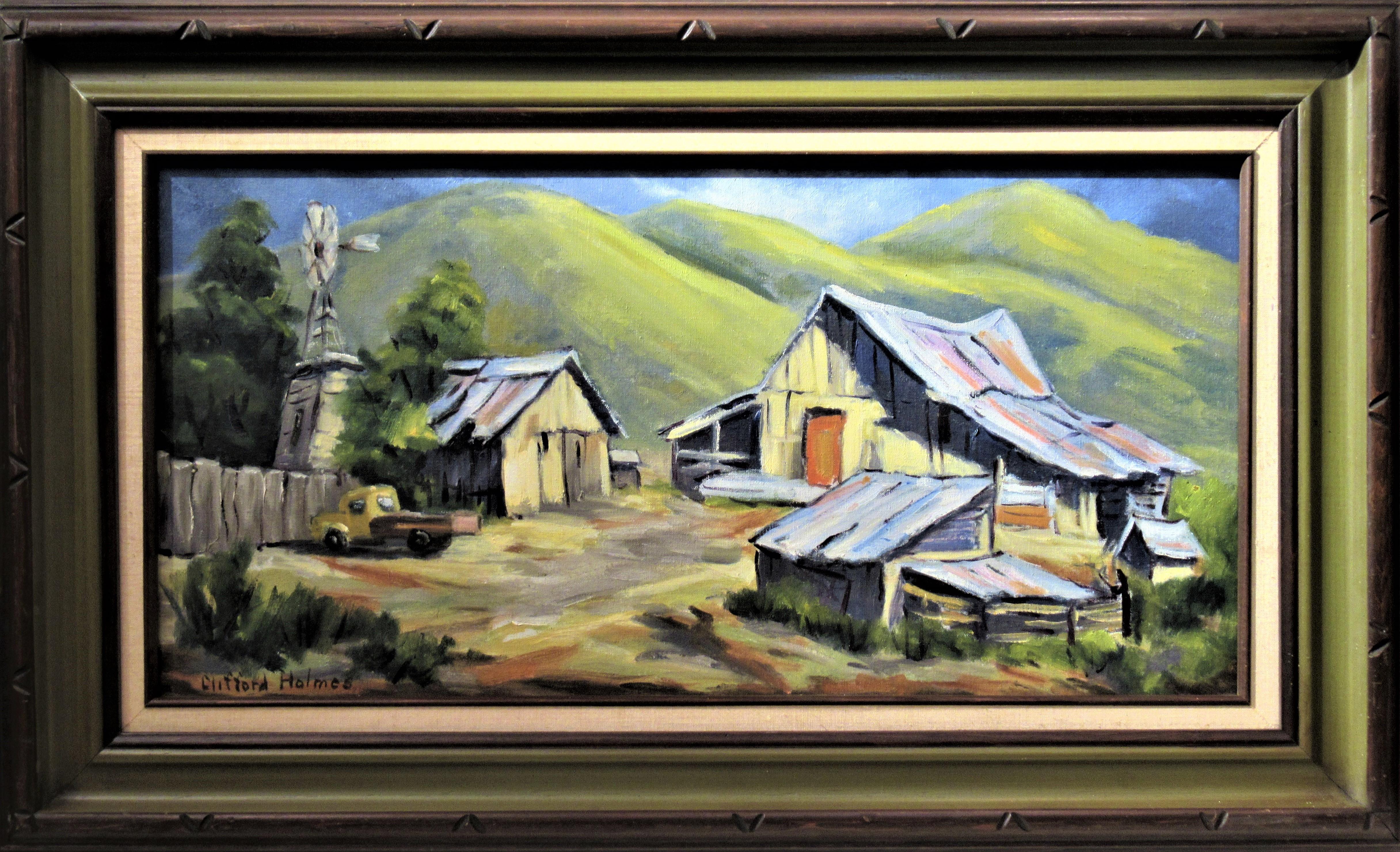 Clifford Holmes Figurative Painting - The Old Farm, California