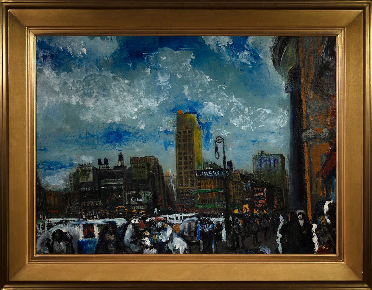 Union Square  - Impressionnisme américain Painting par Clifford Isaac Addams