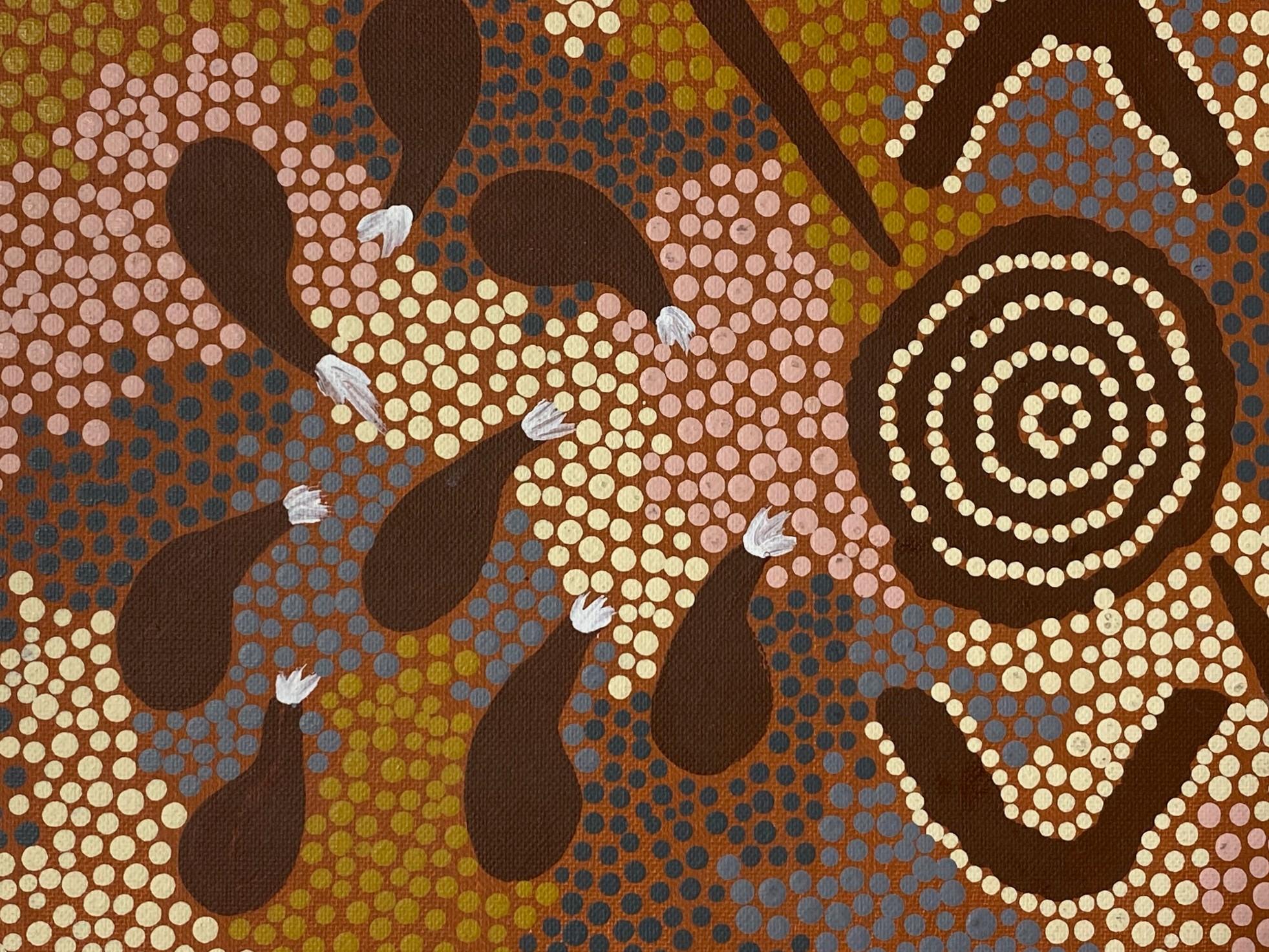 Folk Art Clifford Possum Tjapaltjarri Signed Indigenous Aboriginal Art Original Painting  For Sale
