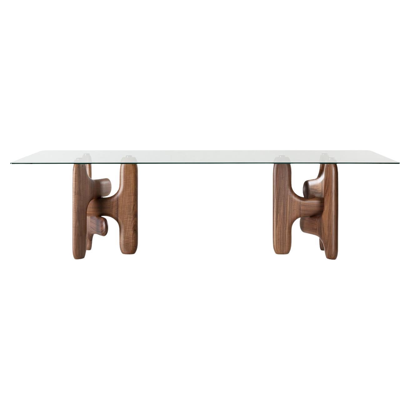 Clifford Rectangular Dining Table with Glass top For Sale