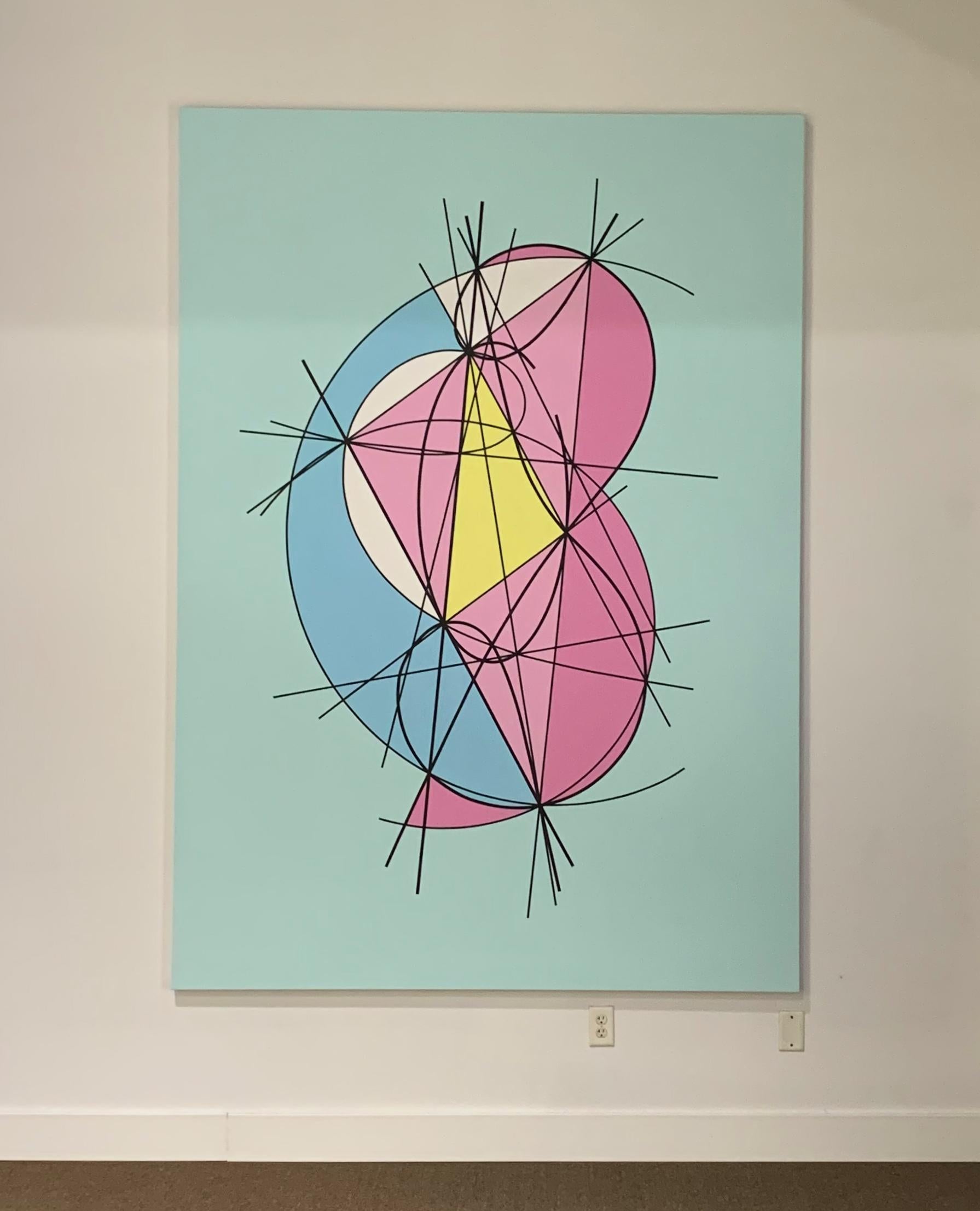 Neuberg Strophoid mit Apollonischen Kreisen. [Geschlossenes Universum] (Geometrische Abstraktion), Painting, von Clifford Singer