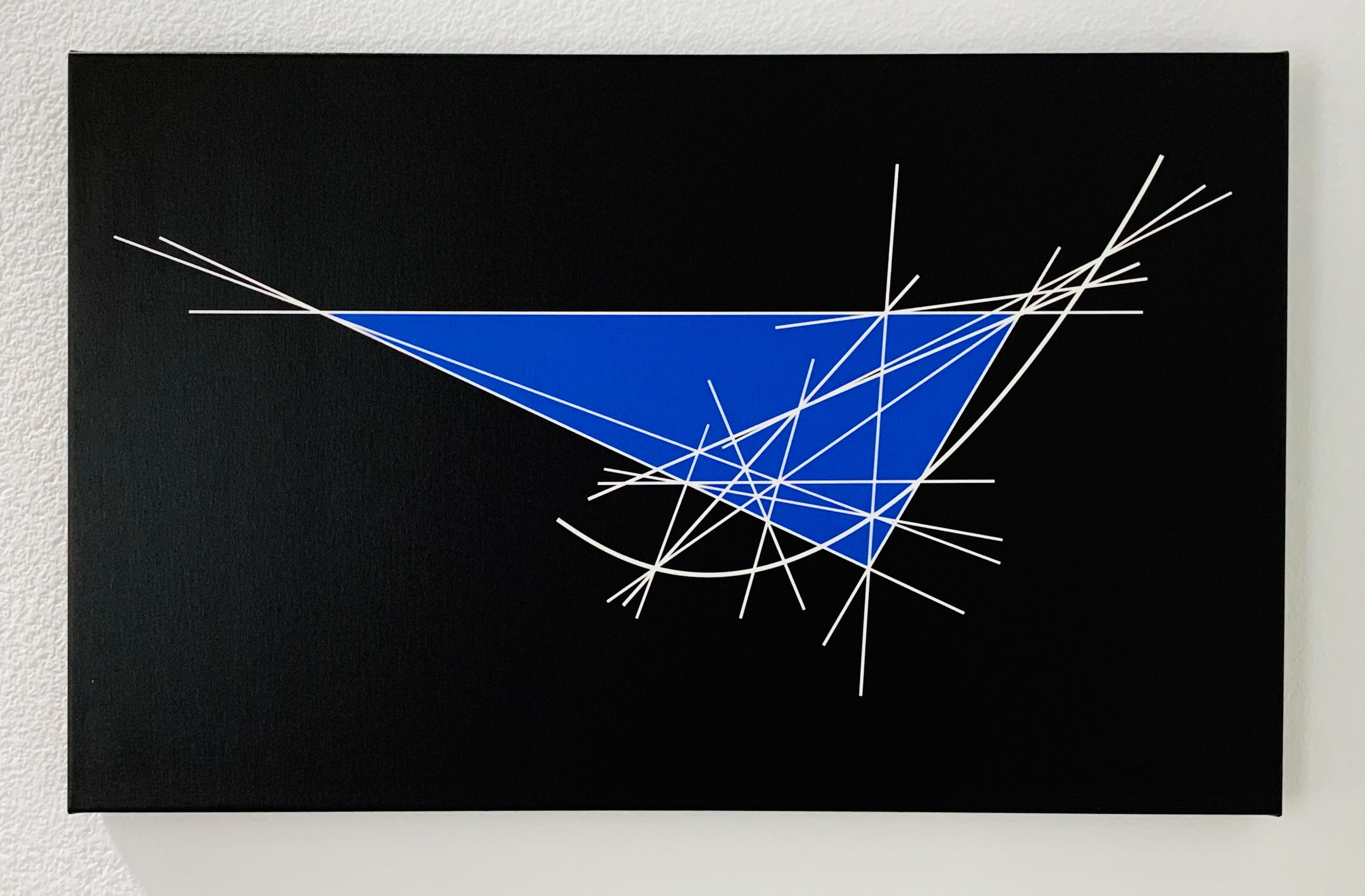 Newton. Comète en forme d'orbe parabolique - Géométrique abstrait Painting par Clifford Singer