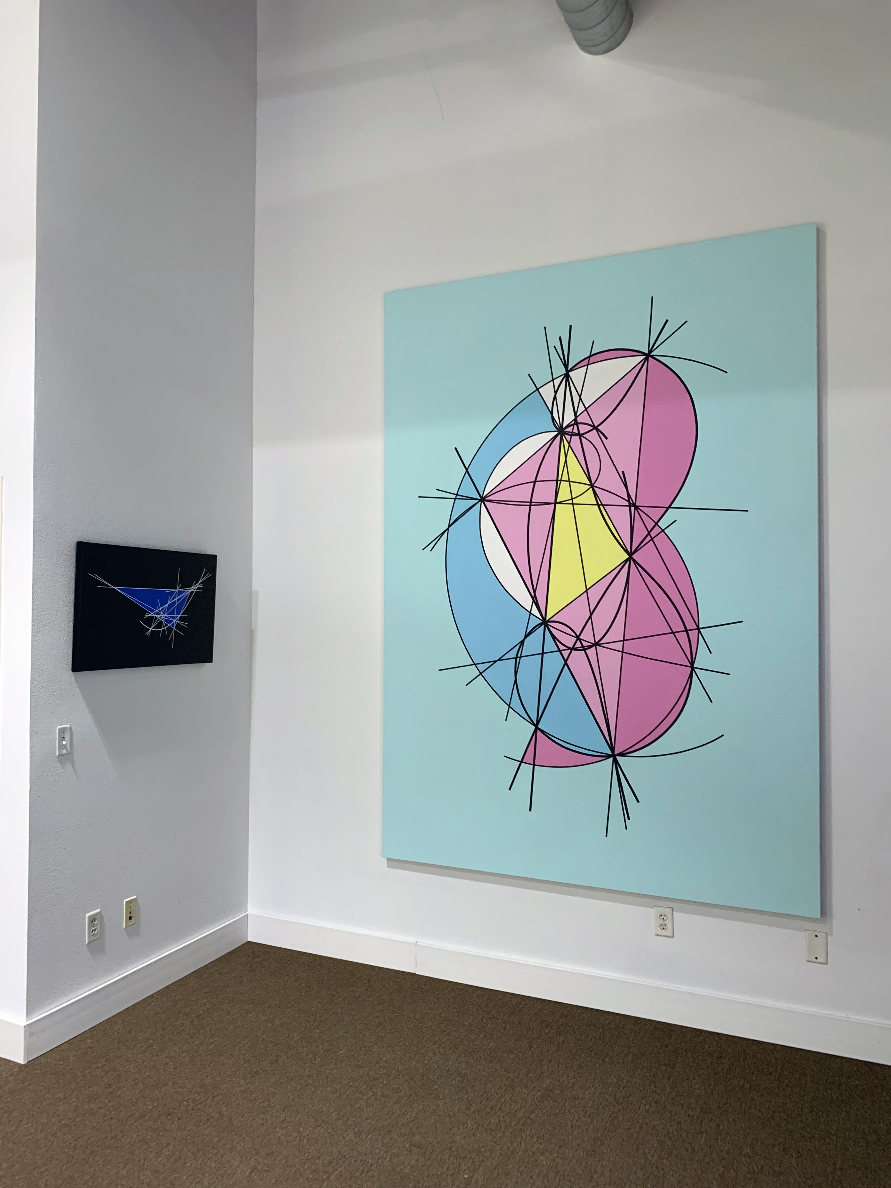 Newton. Comète en forme d'orbe parabolique - Gris Abstract Painting par Clifford Singer
