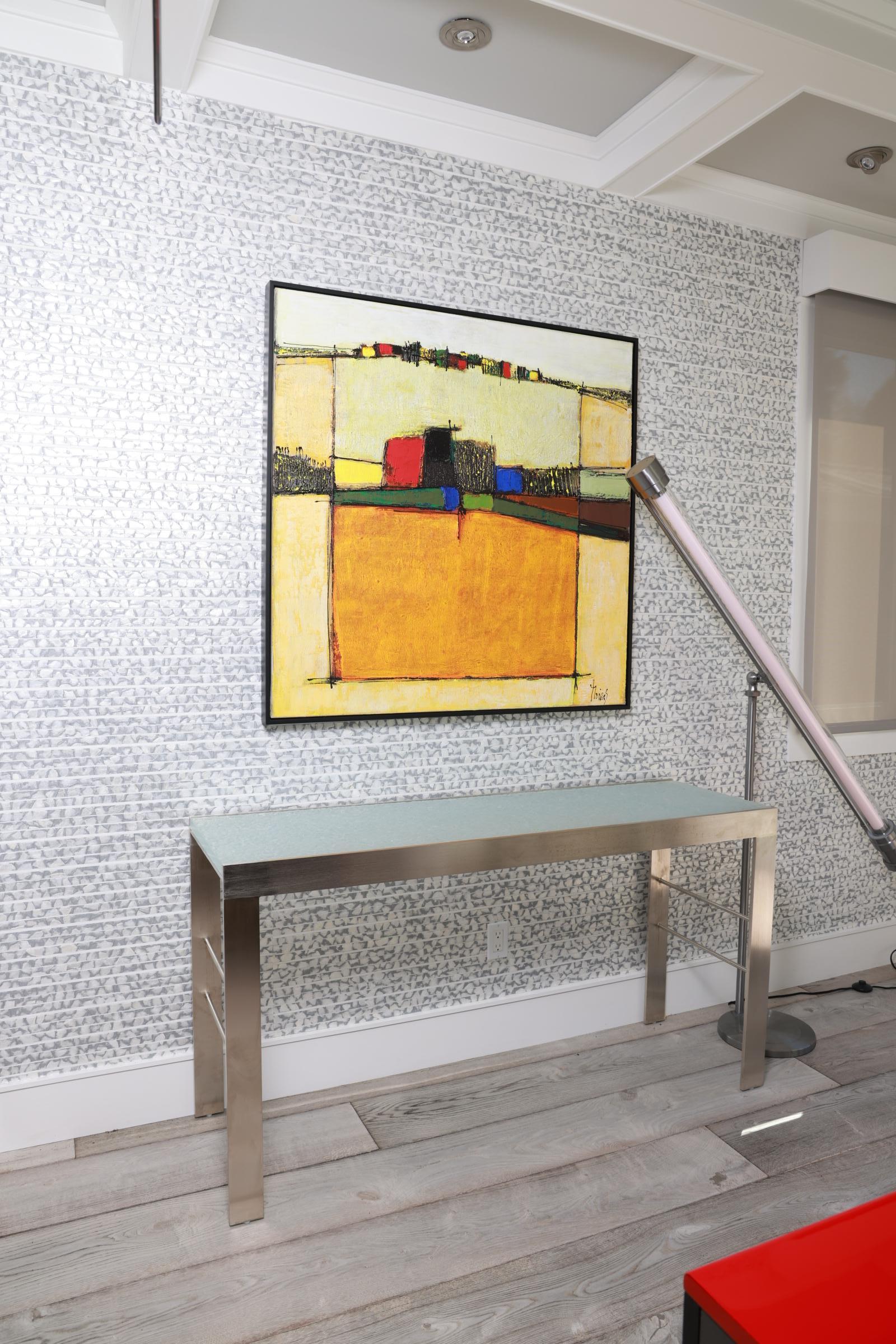Metal Clift Console Glass Top For Sale