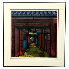 Clifton Karhu ‘Lane in Gion’ Woodblock c1971 Japan