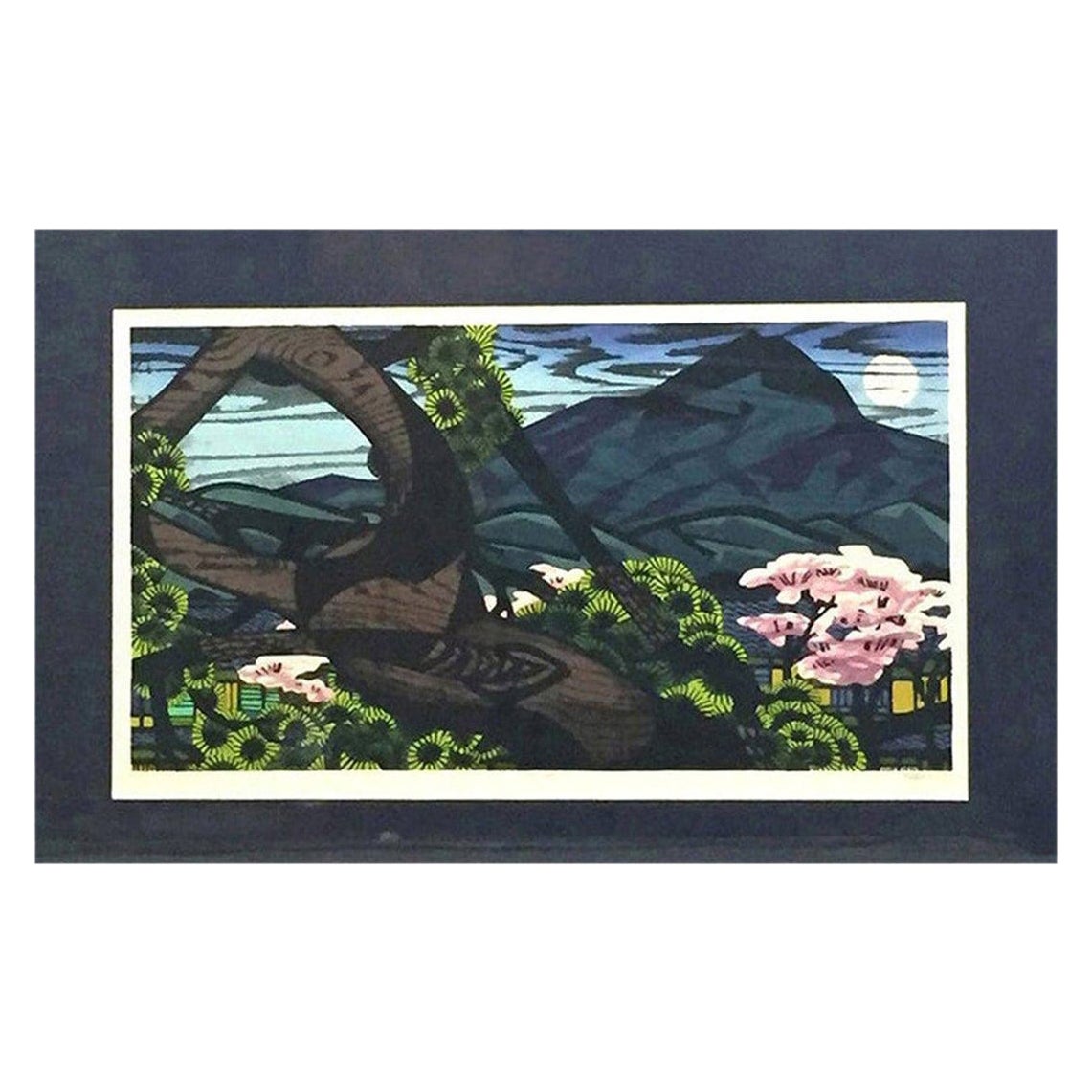 Impression sur bois japonaise en édition limitée signée Clifton Karhu « Kamigano ».