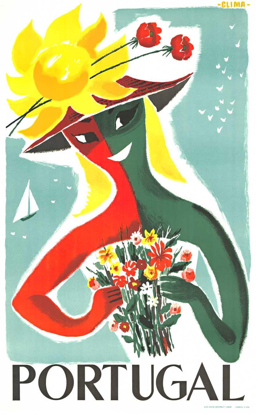 Clima Figurative Print - Original Portugal vintage travel poster