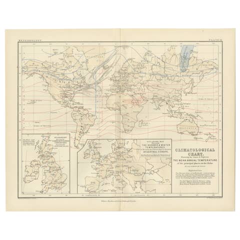Climatological Map by A.K. Johnston – Global Temperatures Chart 1852