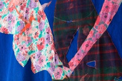 'Climb Flower Mountain' Quilt Painting Wool Tapestry Textile Art, In Stock