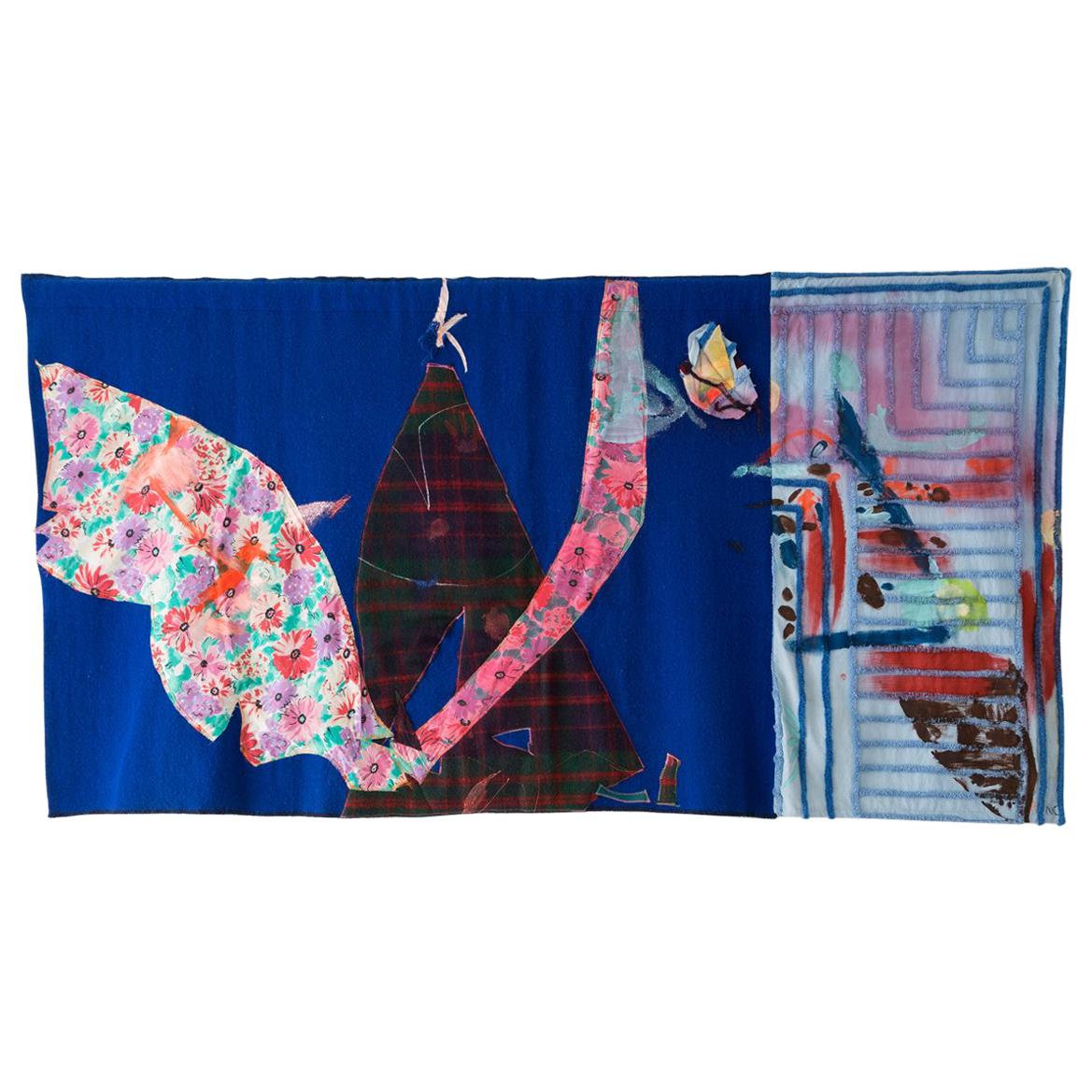 'Subir a la Montaña de las Flores' Colcha Pintura Tapiz de Lana Arte Textil, En Stock en venta