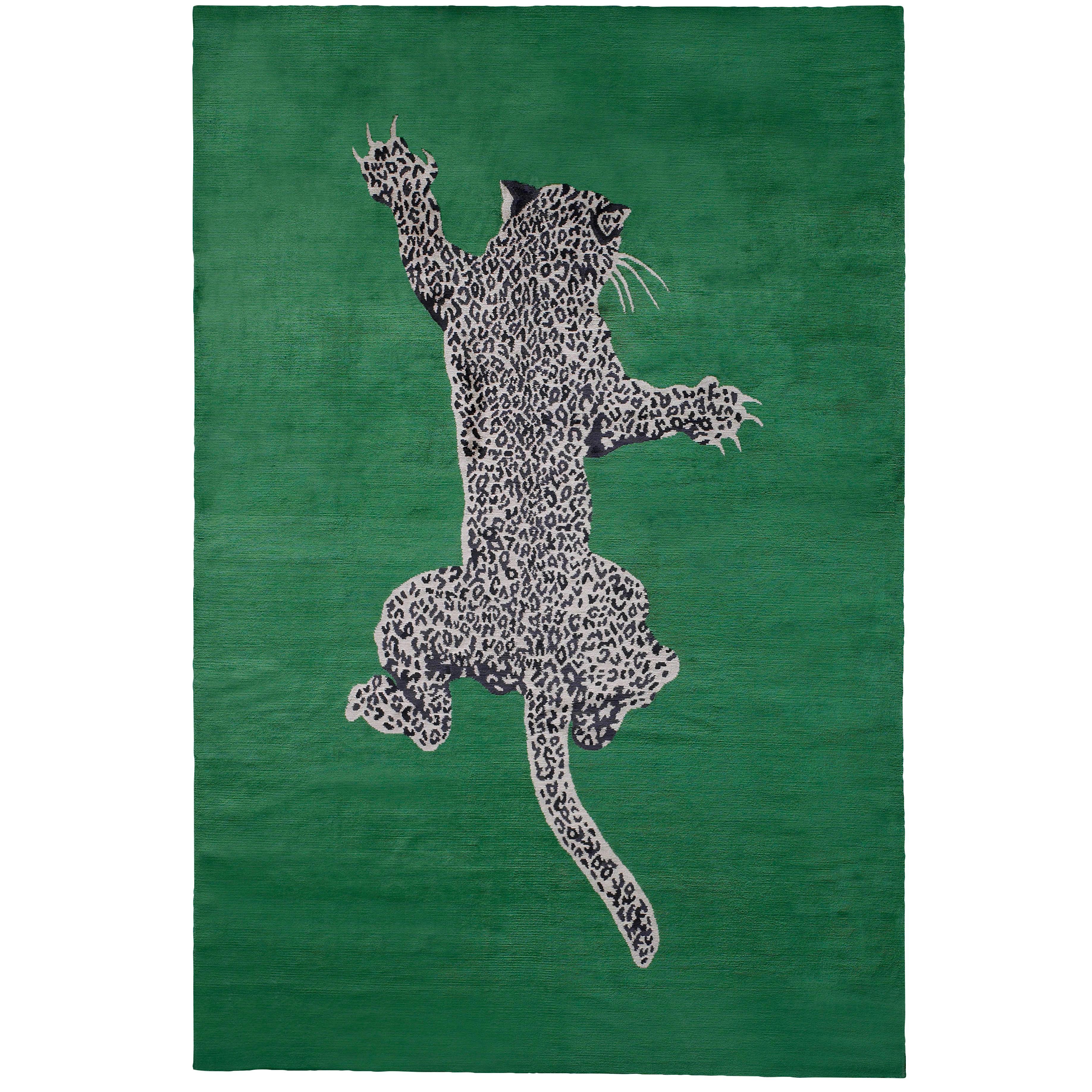 Climbing Leopard Hand-Knotted 10x8 Rug in Silk by Diane von Furstenberg