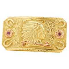 Clint Orms Sterling Silver and 14K Two-Tone Gregg 1800 Indian Trophy Buckle