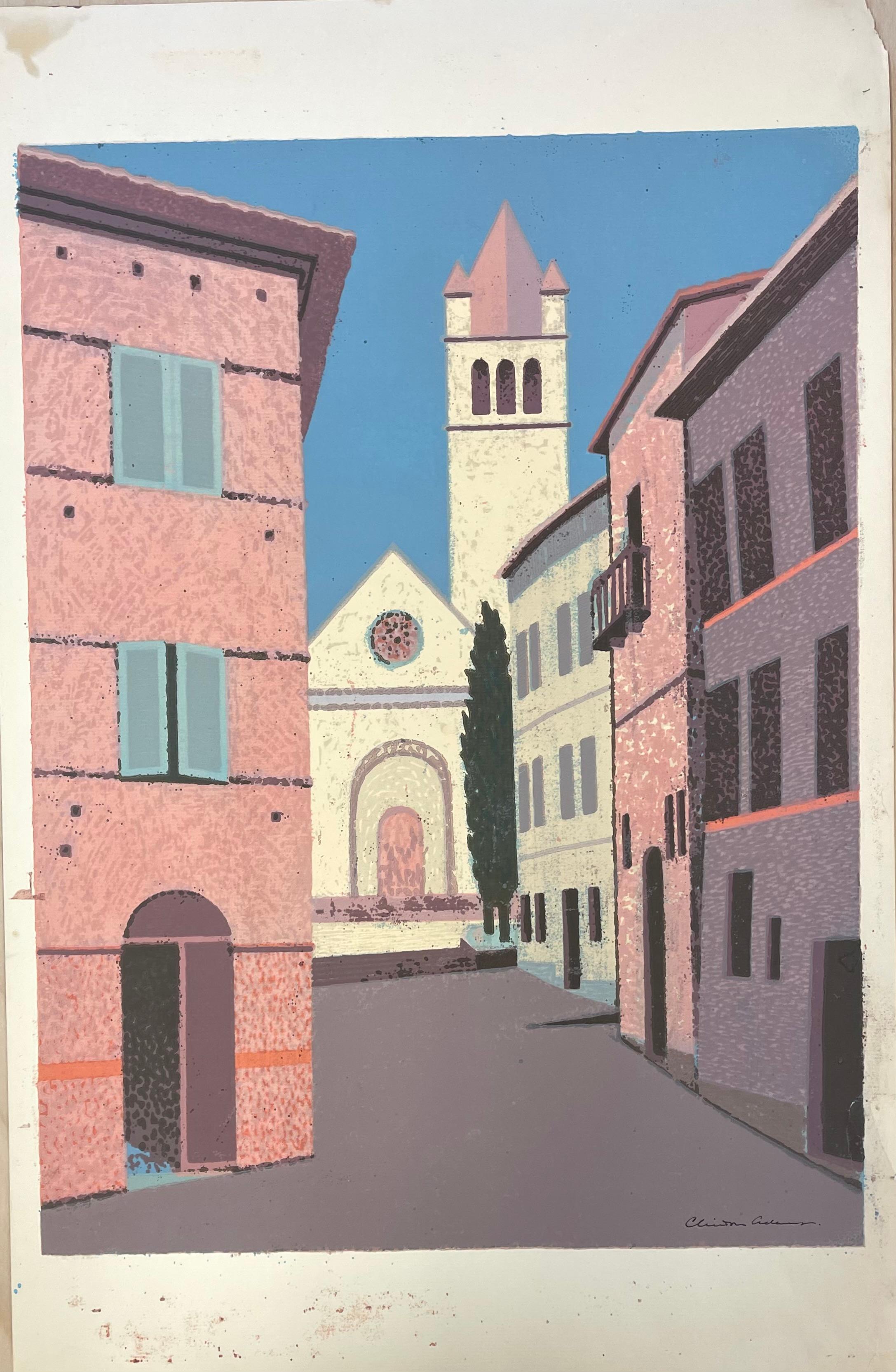 Adams, Clinton (American 1918-2002). TWO SCREENPRINTS OF ITALIAN TOWNS. Signed in the matrix. Edition sizes not known. Each 16 x 12 inches (image), 20 x 13 inches (sheet). One with a loss at the upper right corner, the other with a clentear in the