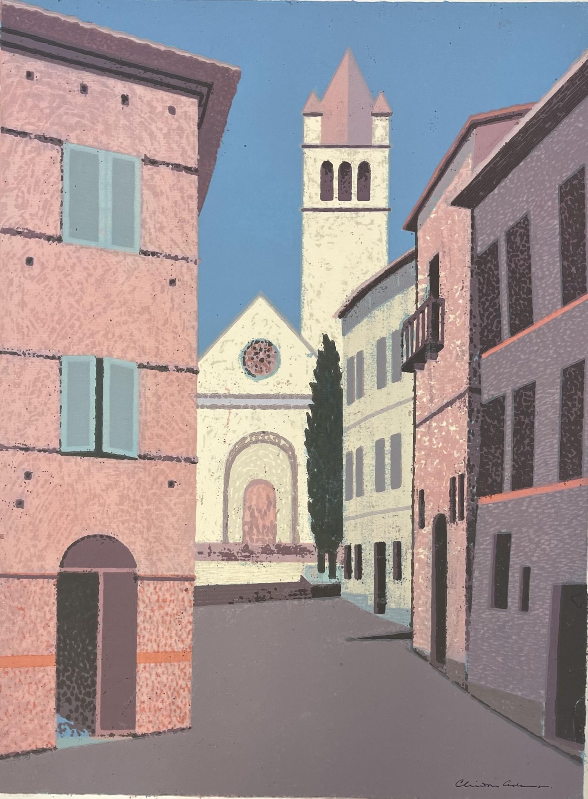 Clinton Adams Landscape Print - TWO SCREENPRINTS OF ITALIAN TOWNS