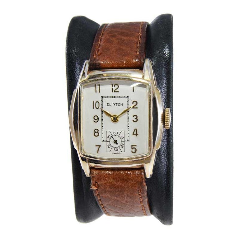 Clinton Art Deco Wristwatch with Original Dial from 1940's For Sale at ...